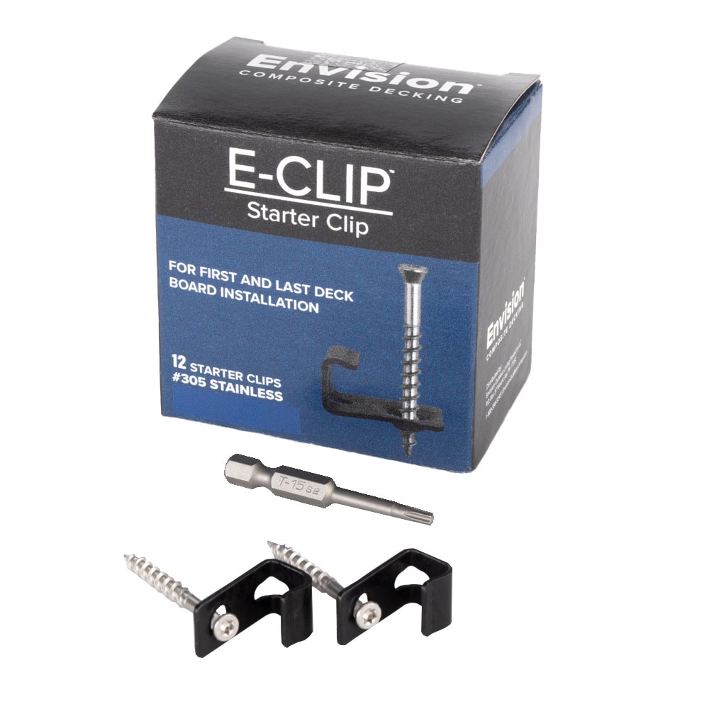 Envision Outdoor Living Products 32000077 E-Clip 1.625 Inches Black Hidden Deck Fastener 12 Linear feet ( 12 -Pack )