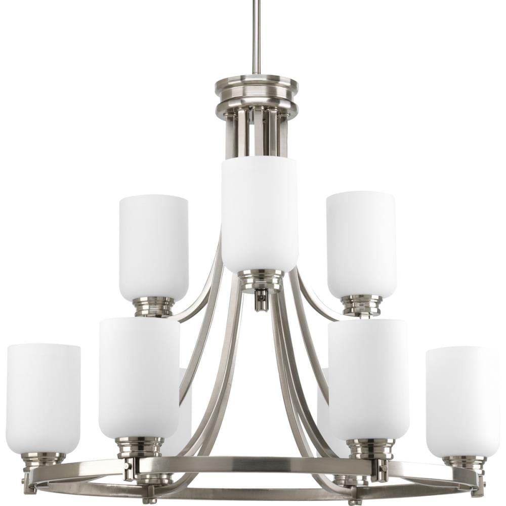 Progress Lighting P4663-09 Orbitz 9-Light Brushed Nickel Transitional Led; Dry Rated Chandelier