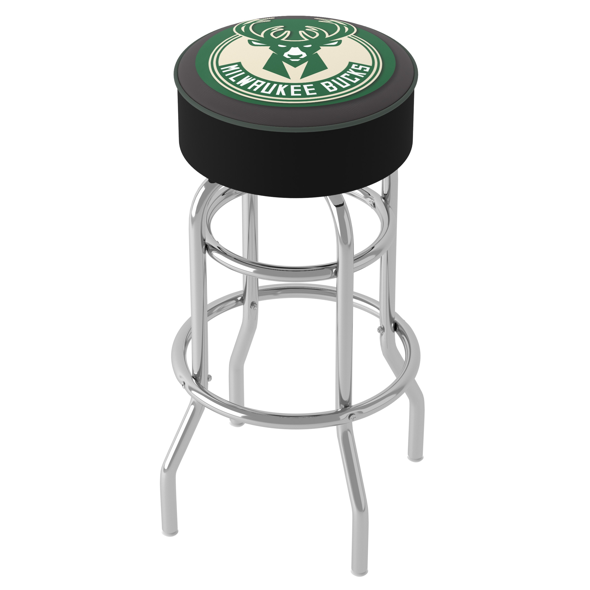 Trademark Gameroom NBA1000-MB Milwaukee Bucks Bar Stools Milwaukee Bucks 31.0-Inches H Bar height Round seat Upholstered Swivel Metal Bar Stool
