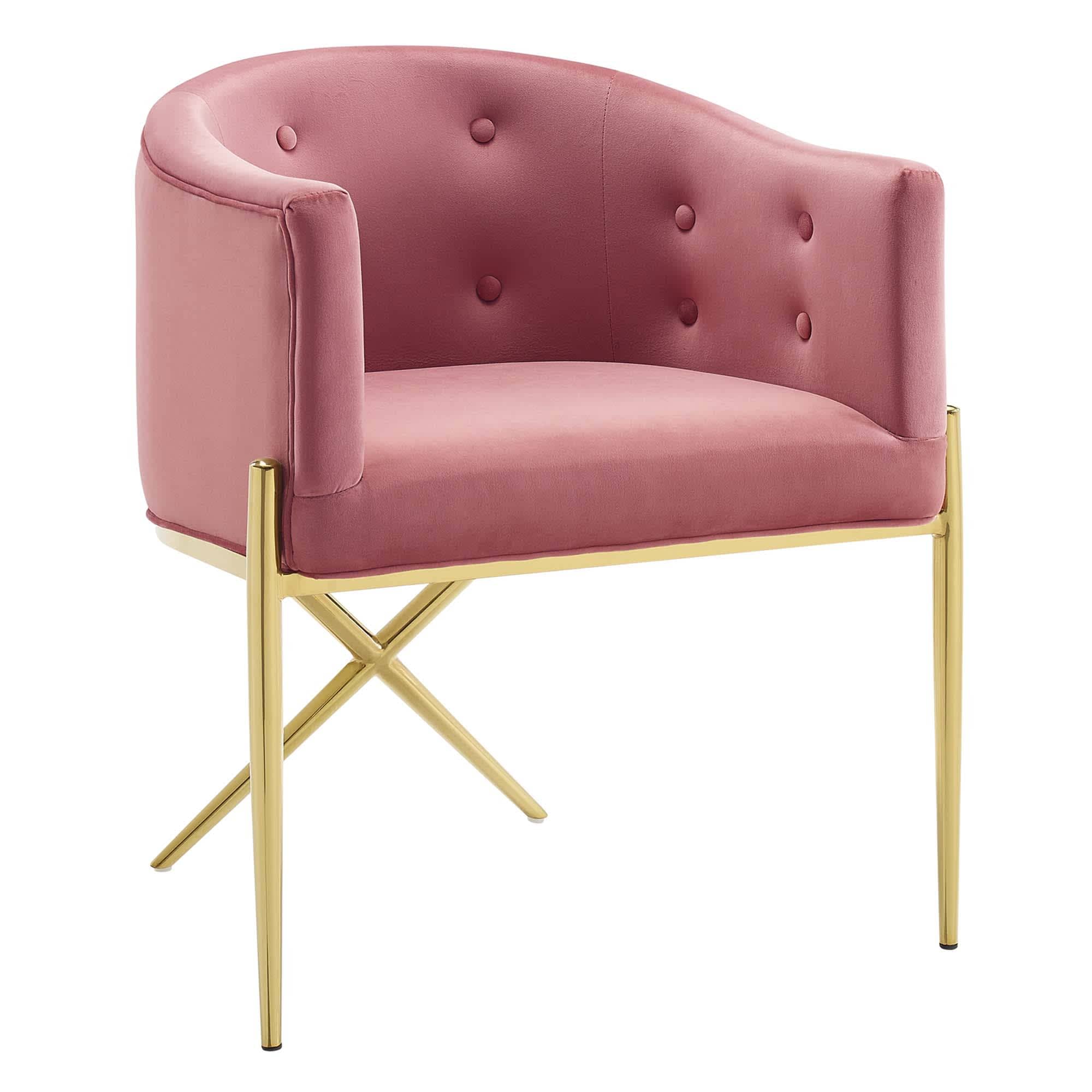  Savour Tufted Performance Velvet Accent Dining Armchair in Dusty Rose