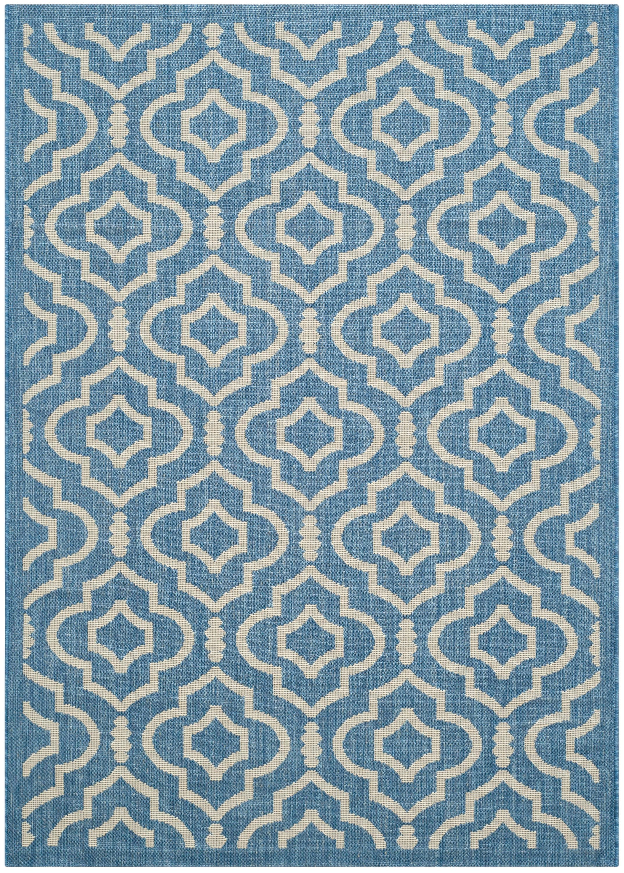 Safavieh CY6926-243-6 Courtyard Olina 7 x 10 (ft) Loomed Polypropylene Blue/Beige Rectangular Indoor/Outdoor Abstract Area rug