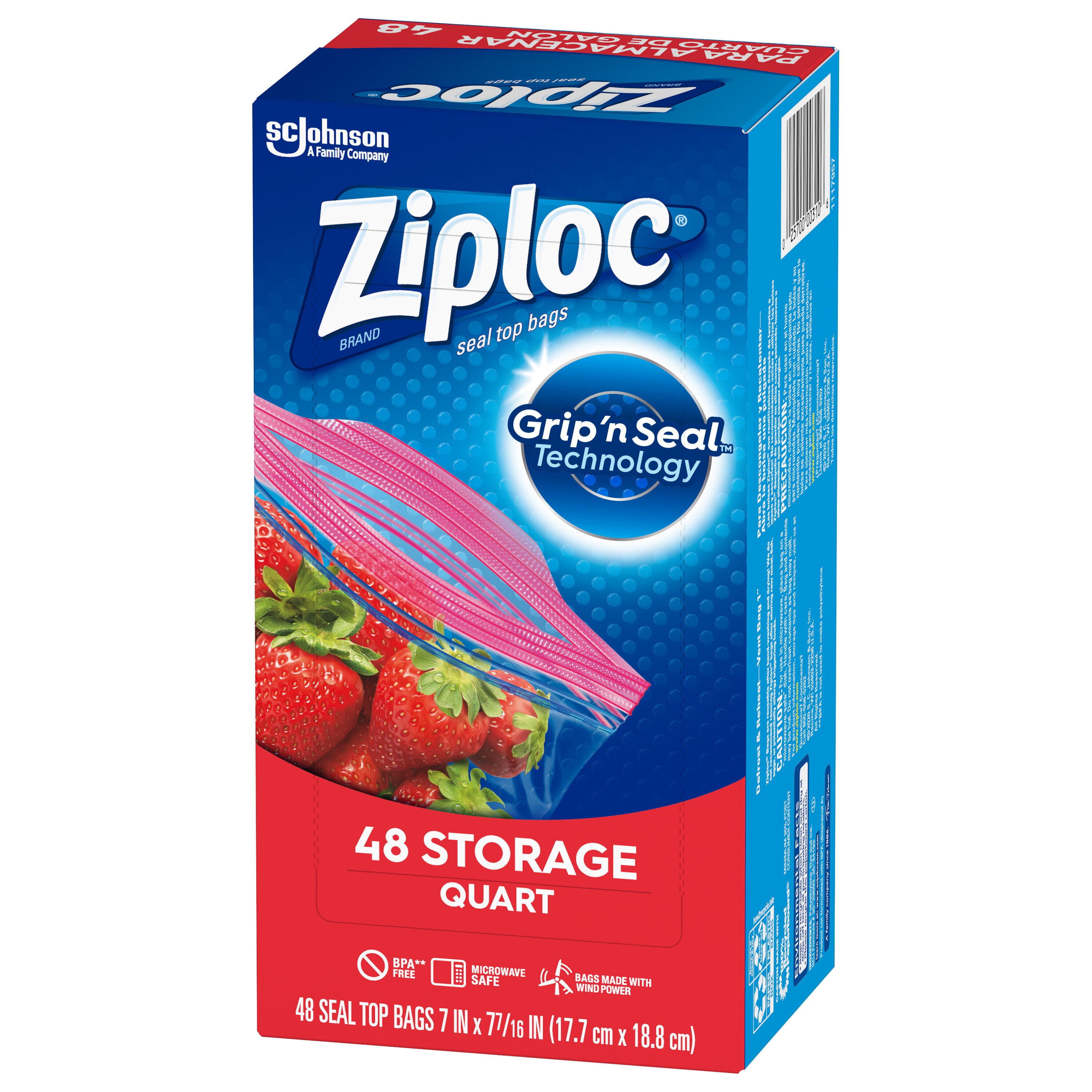 Ziploc Food Storage Bags Quart Size Grip 'n Seal - 24 Ct - Pack of 2