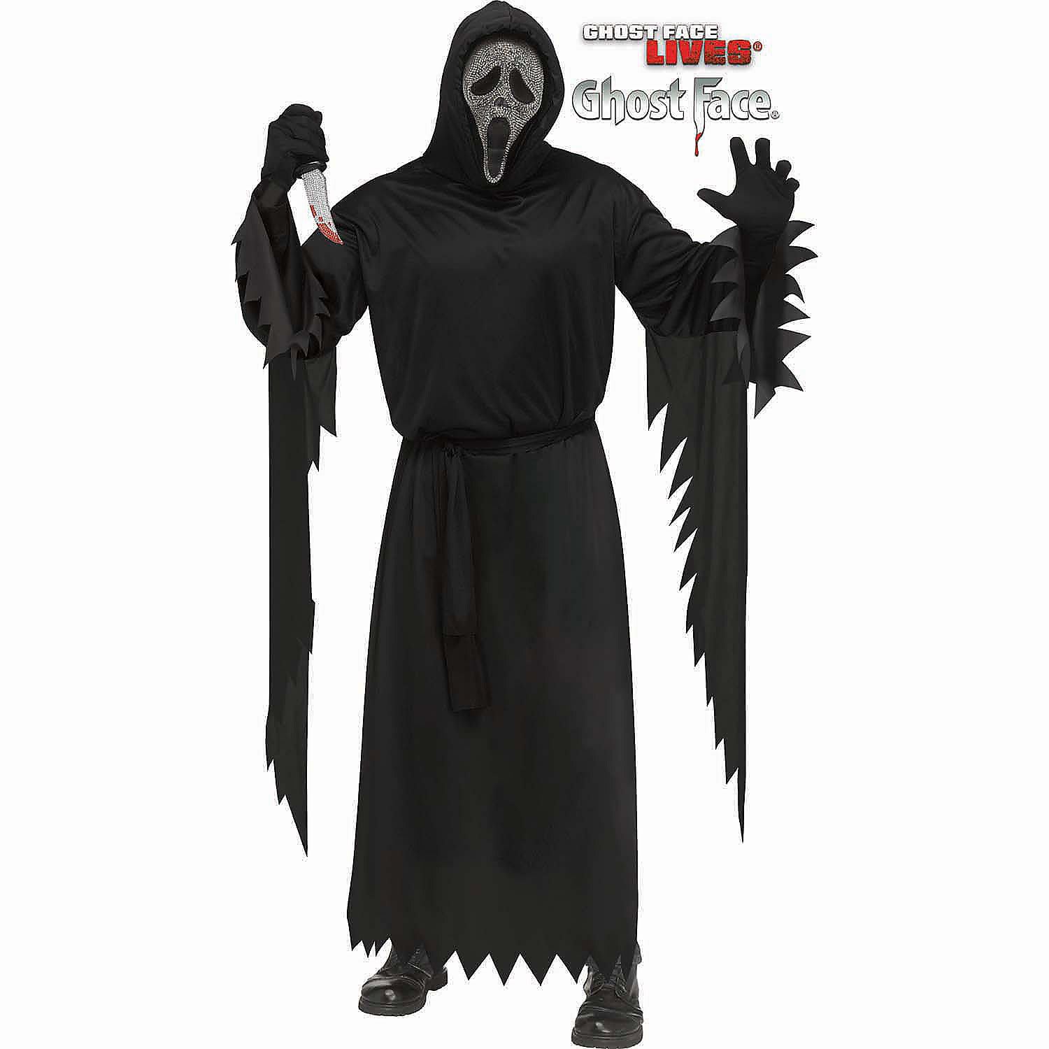 Fun World FW134214 Adults Ghost Face&lt;sup&gt;®&lt;/sup&gt; Black Robe with Gun Powder Gray Mask Costume - Standard