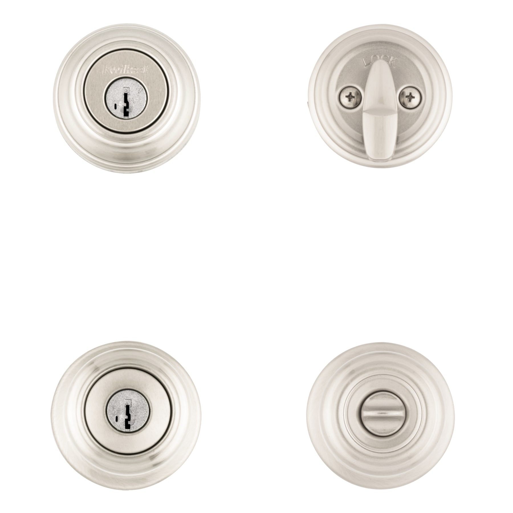 Kwikset Signatures Cameron Satin Nickel Smartkey Single-cylinder deadbolt  Keyed Entry Door Knob Combo Pack with Antimicrobial Technology in the Door  Knobs department at