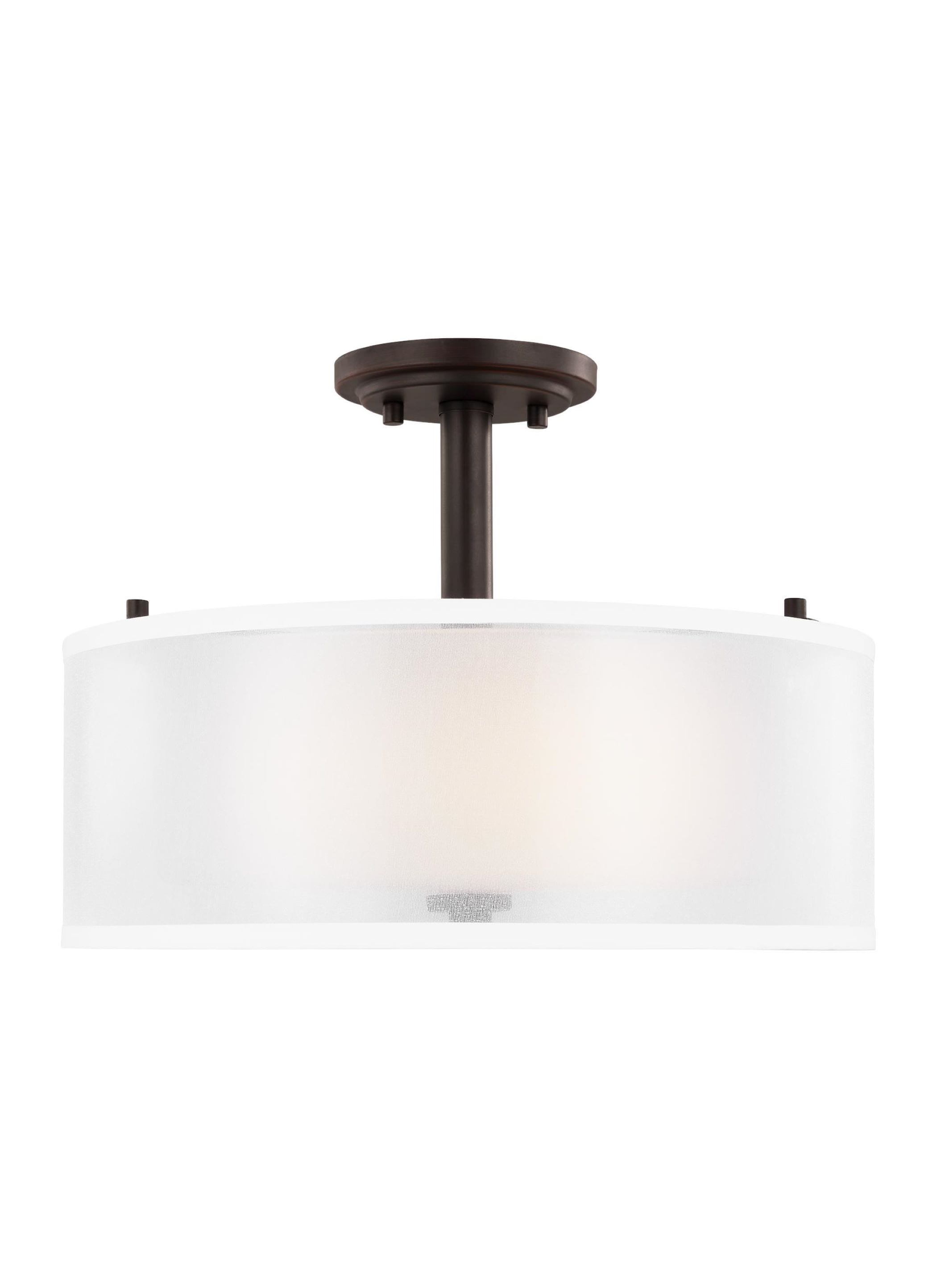 Generation Lighting 7737302EN3-710 Elmwood Park 2 -Light 15-in Multiple finishes Bronze Semi Flush Mount Light ENERGY STAR Certified