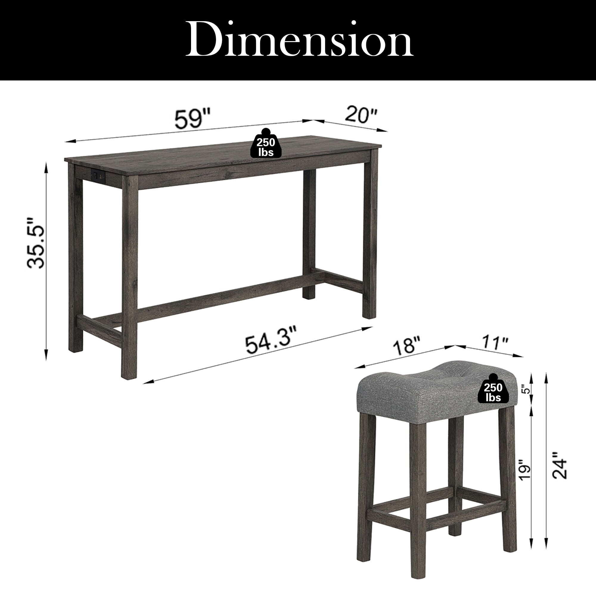 Hrinhom HC-N7014-DARK GRAY Dining-Sets - View #7