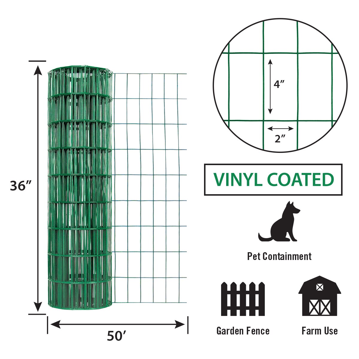 GARDEN CRAFT 50-ft x 4-ft Green PVC Coated Steel Welded Wire