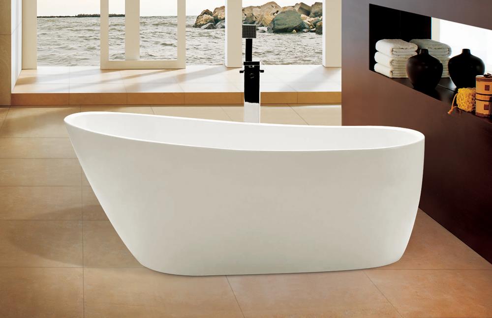 68'' White Freestanding Acrylic Soaking Bathtub