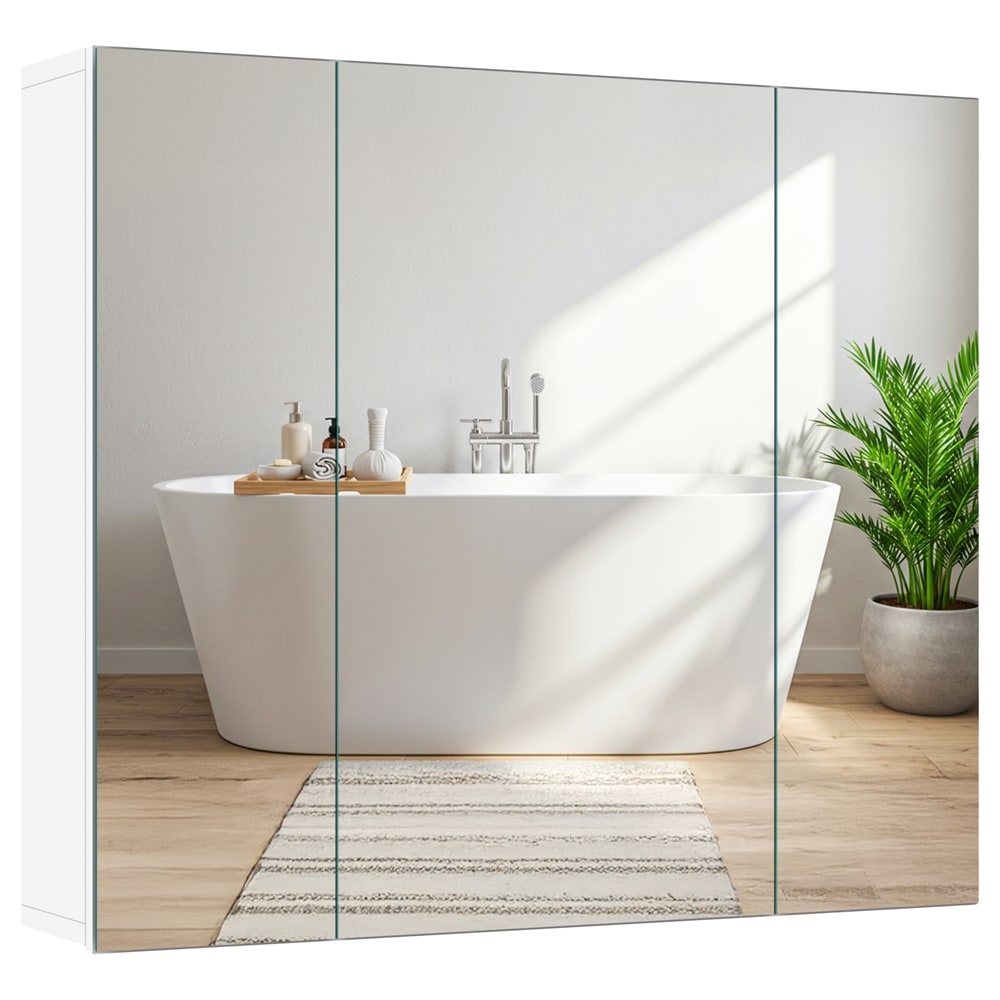 Yaheetech LSH1SV0001 28-in W White Frameless Mirror Cabinet