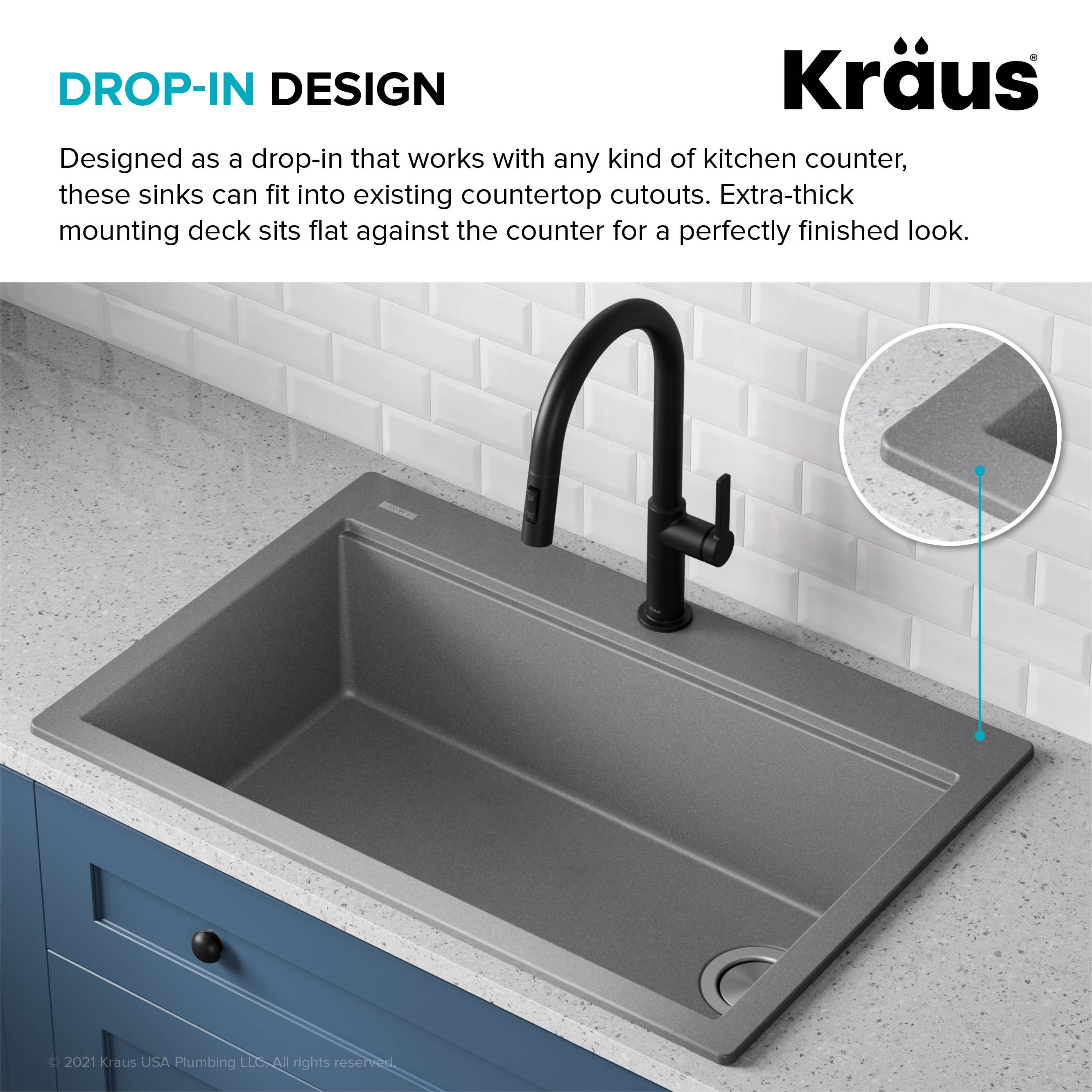 33 in. Metallic Gray Granite Composite Single Bowl Kitchen Sink