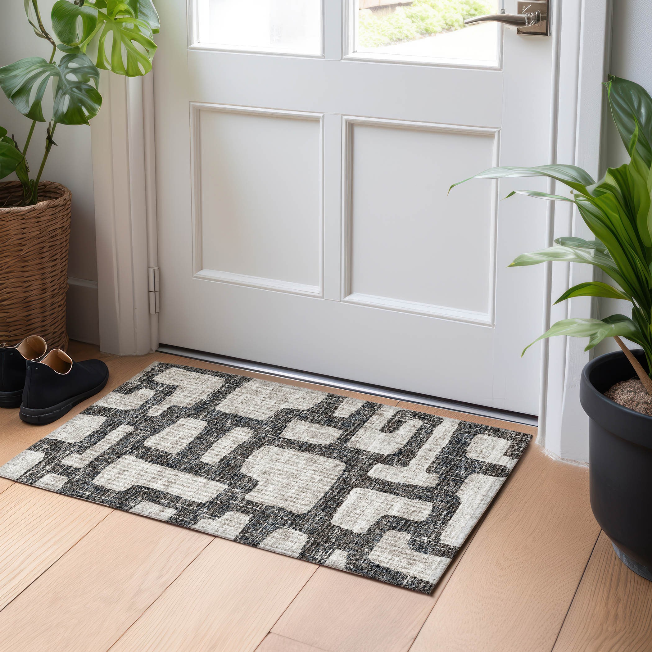 Addison Rugs AMF110GR20X30 Mayfield AMF110GR 2 x 3 (ft) Loomed Polyester Gray Rectangular Indoor Abstract Machine washable Area rug
