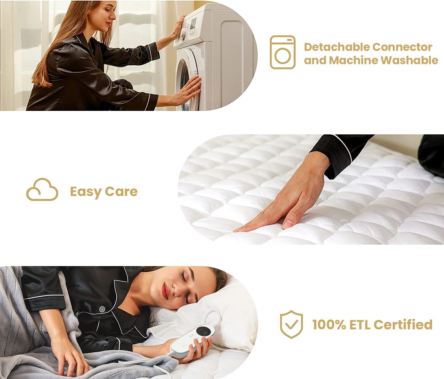 JEAREY Heated Mattress Pad 1-in D Polyester Full Hypoallergenic Mattress  Cover in the Mattress Covers & Toppers department at