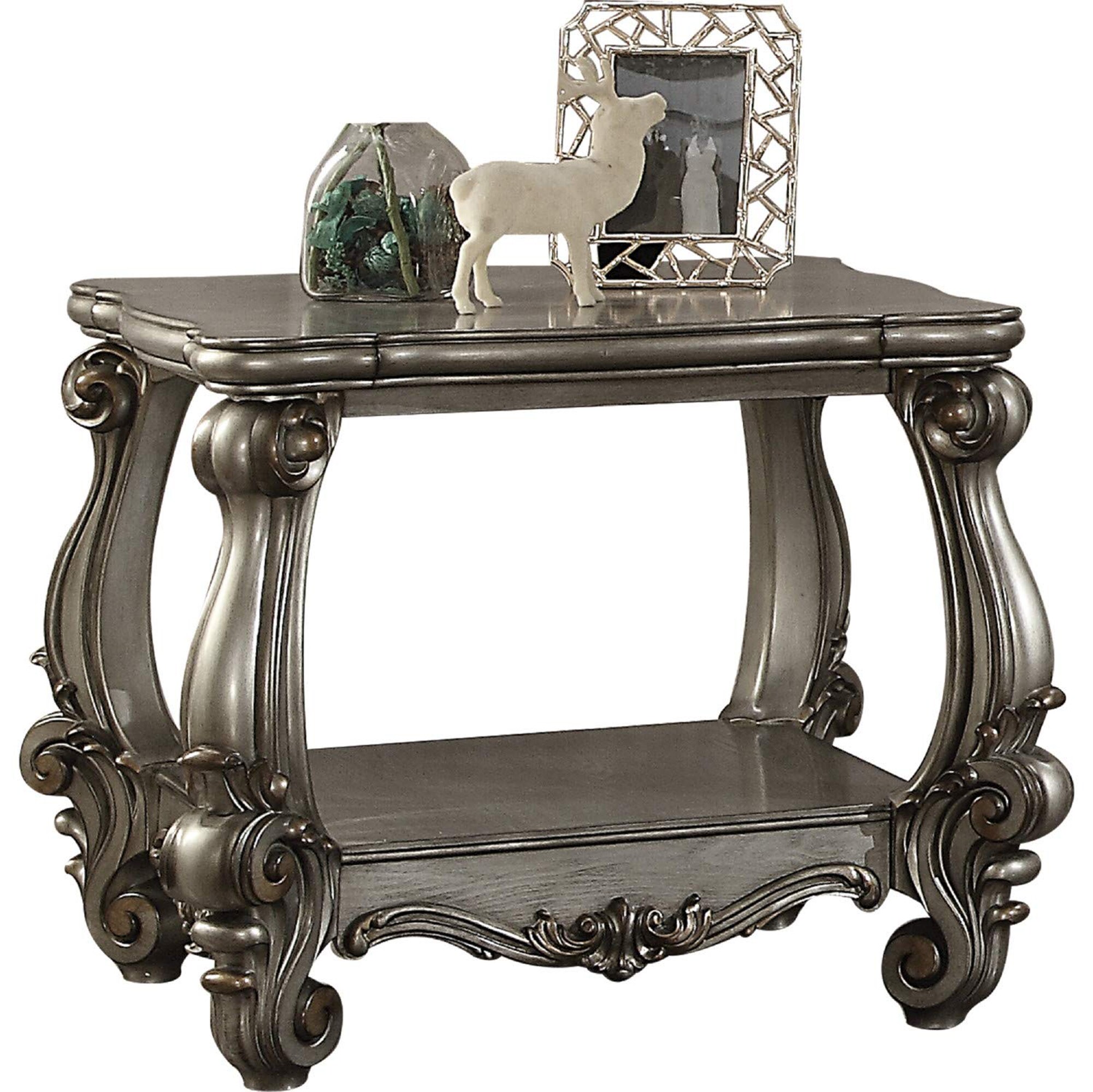 Benzara BM185331 31.1-in W x 25.79-in H Gray Wood Modern End Table Assembly Required