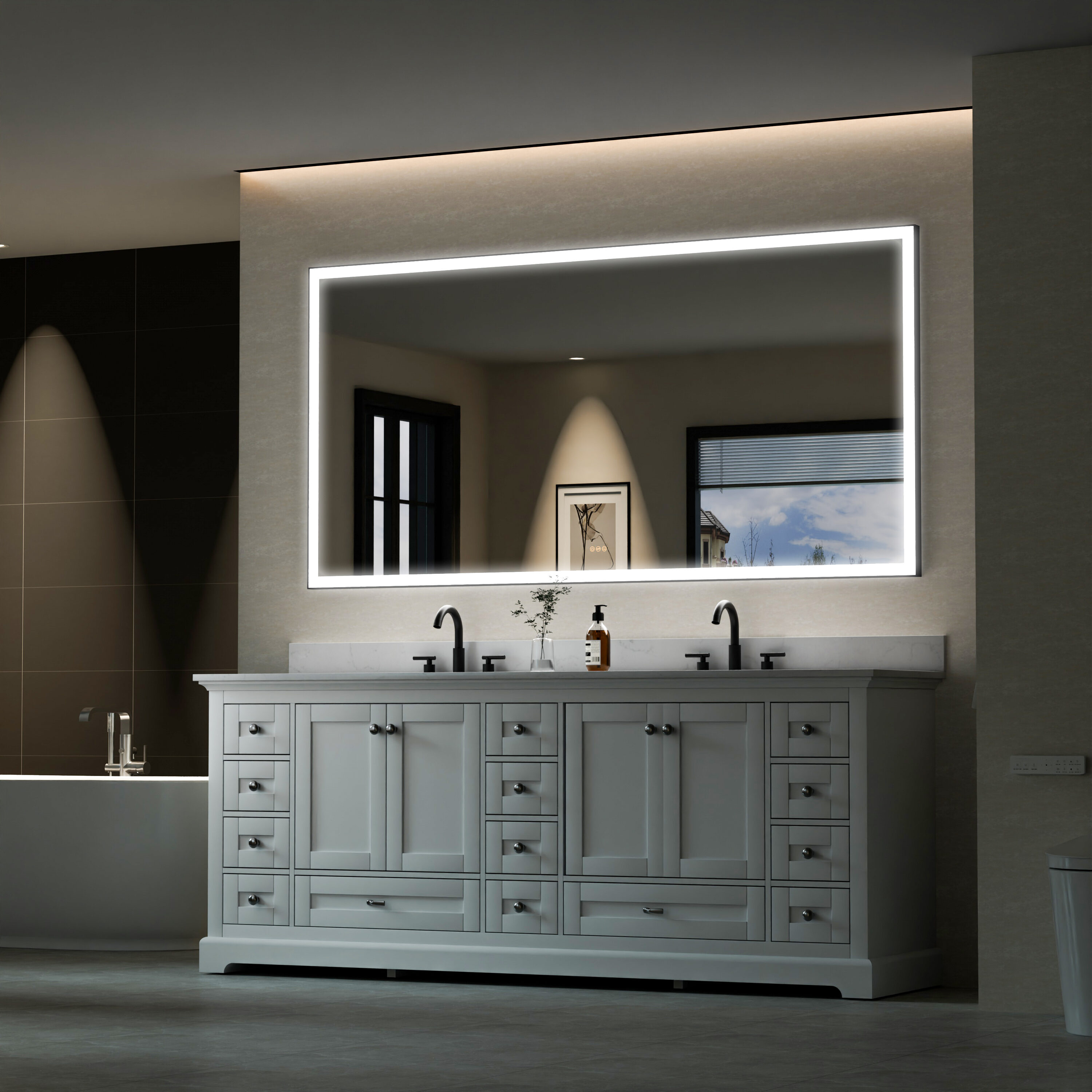WELLFOR W5FM8442MB Framed-Bath-Mirrors - View #3