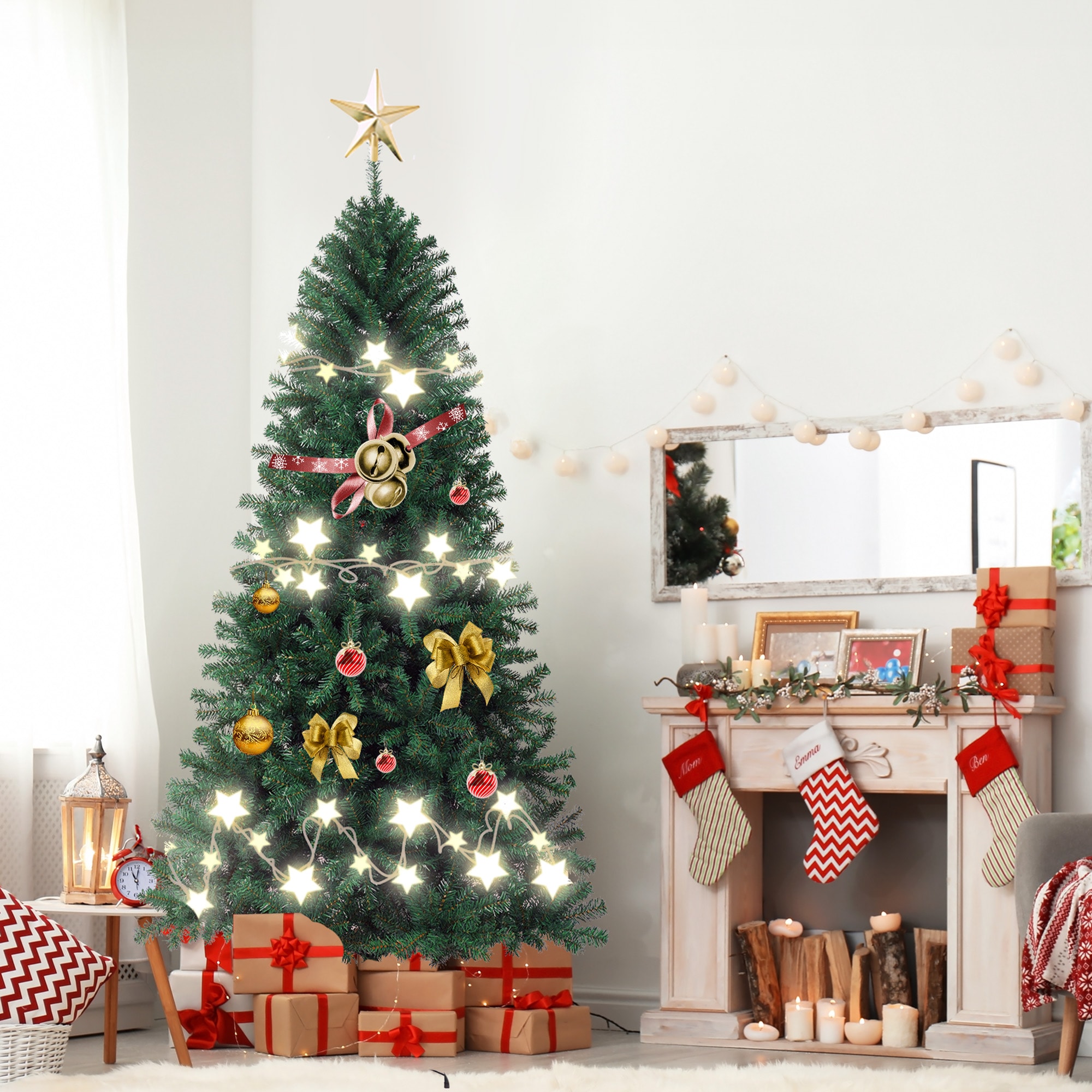JEAREY JE-TQWCL-NY-TXL 6-ft Bradford pine Upside-down Artificial Christmas Tree