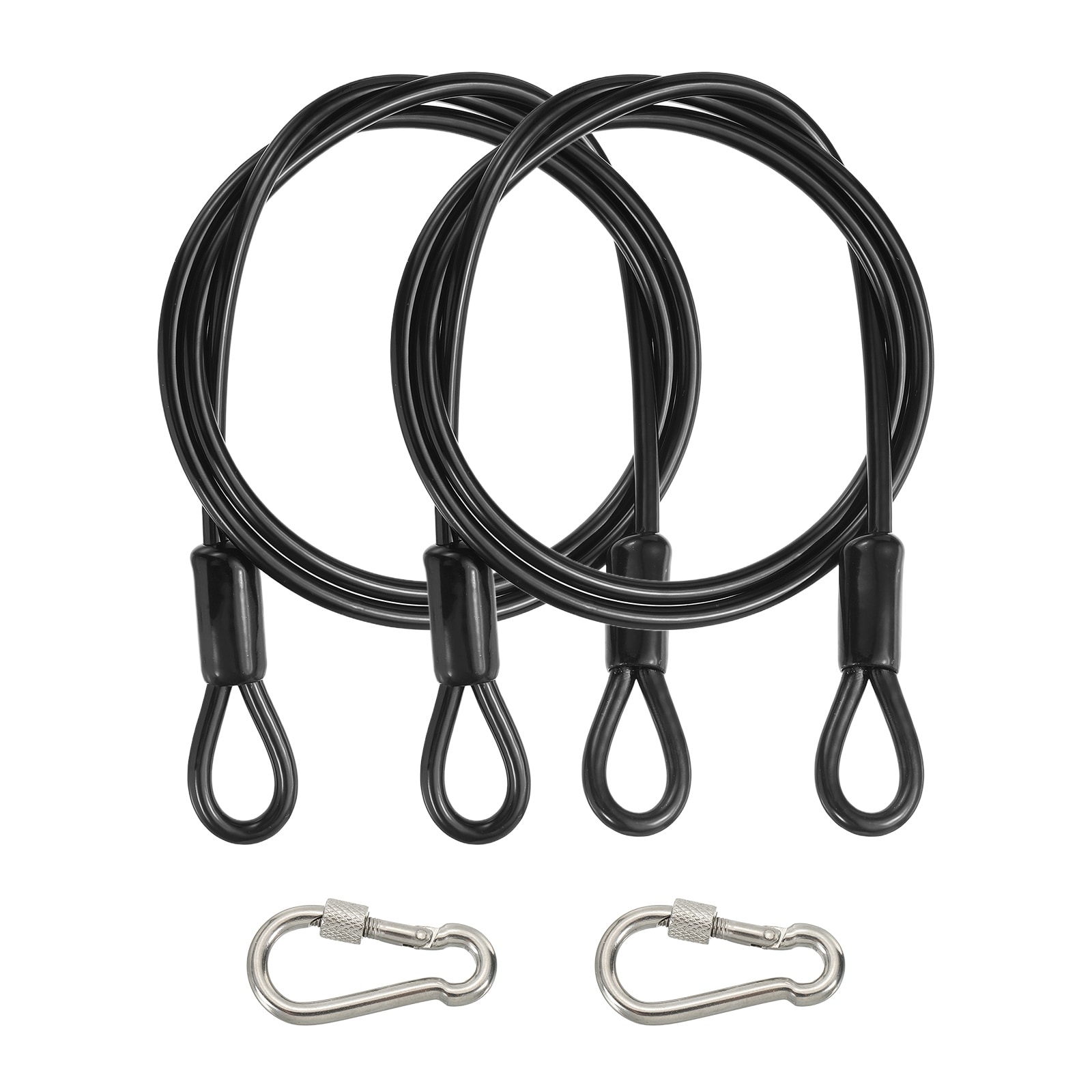 PATIKIL Security Cable 5 ft x 3/16inch (5mm) 2pcs Braided Stainless Steel Coated Safety Wire Rope with Double Loop for Travel Luggage Bicycle Lock Cable Black #S26051400UX4605