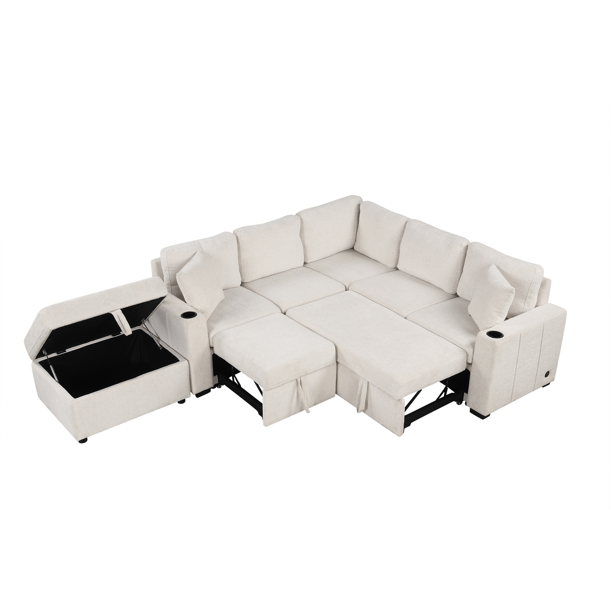 Bybafun YA3700295 84.7 Modern Beige Chenille 5 -seater Sleeper