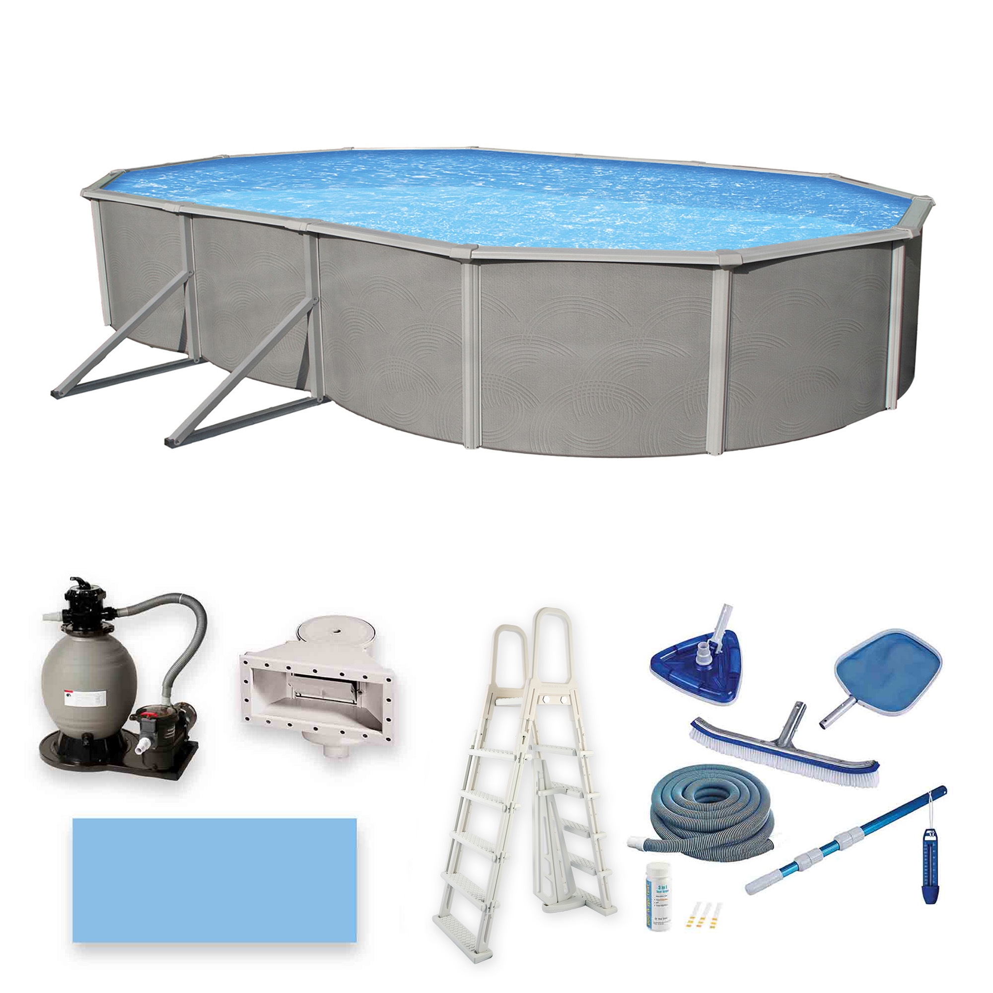 Blue Wave NB3046 Belize 52-in Steel wall panels Above-Ground Pool with Filter Pump with Ladder