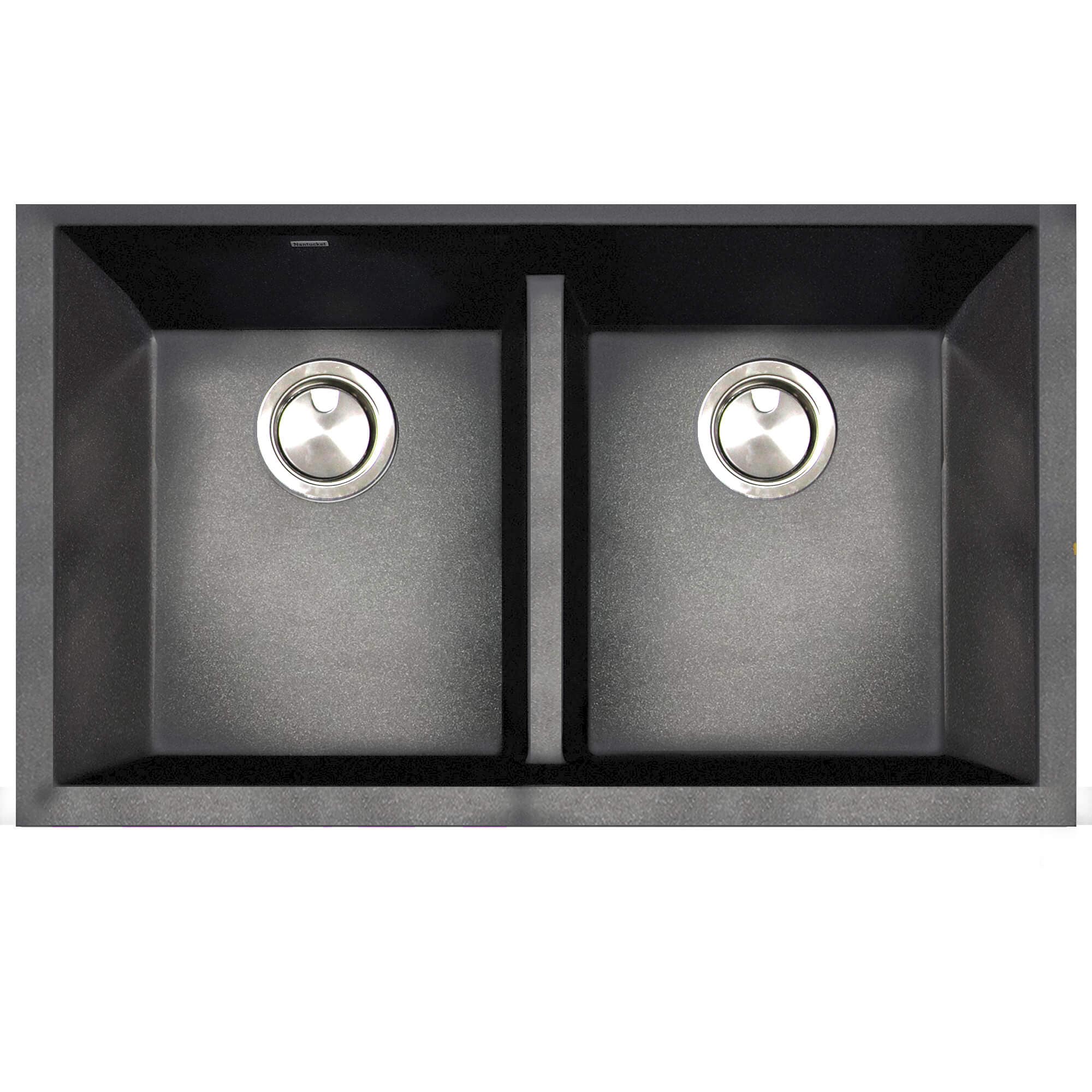 Nantucket  Sinks PR5050-LDBL 50/50 Double Bowl Undermount Granite Composite Black