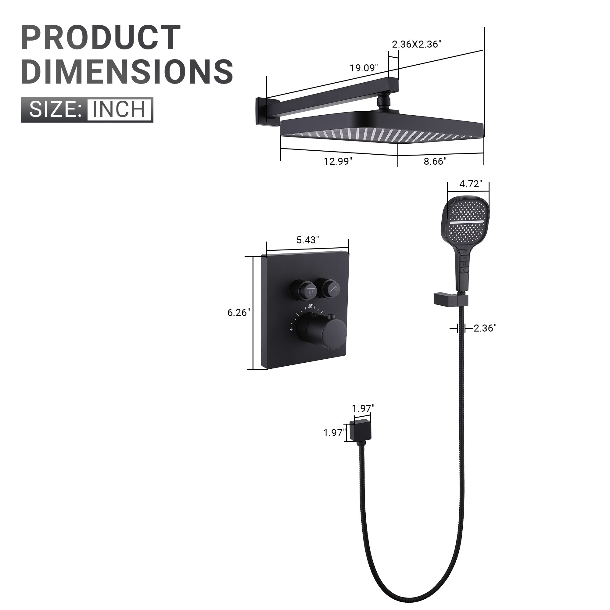 LUCKY ONE MD-RB1213 Showerhead-Bar-Panels - View #9