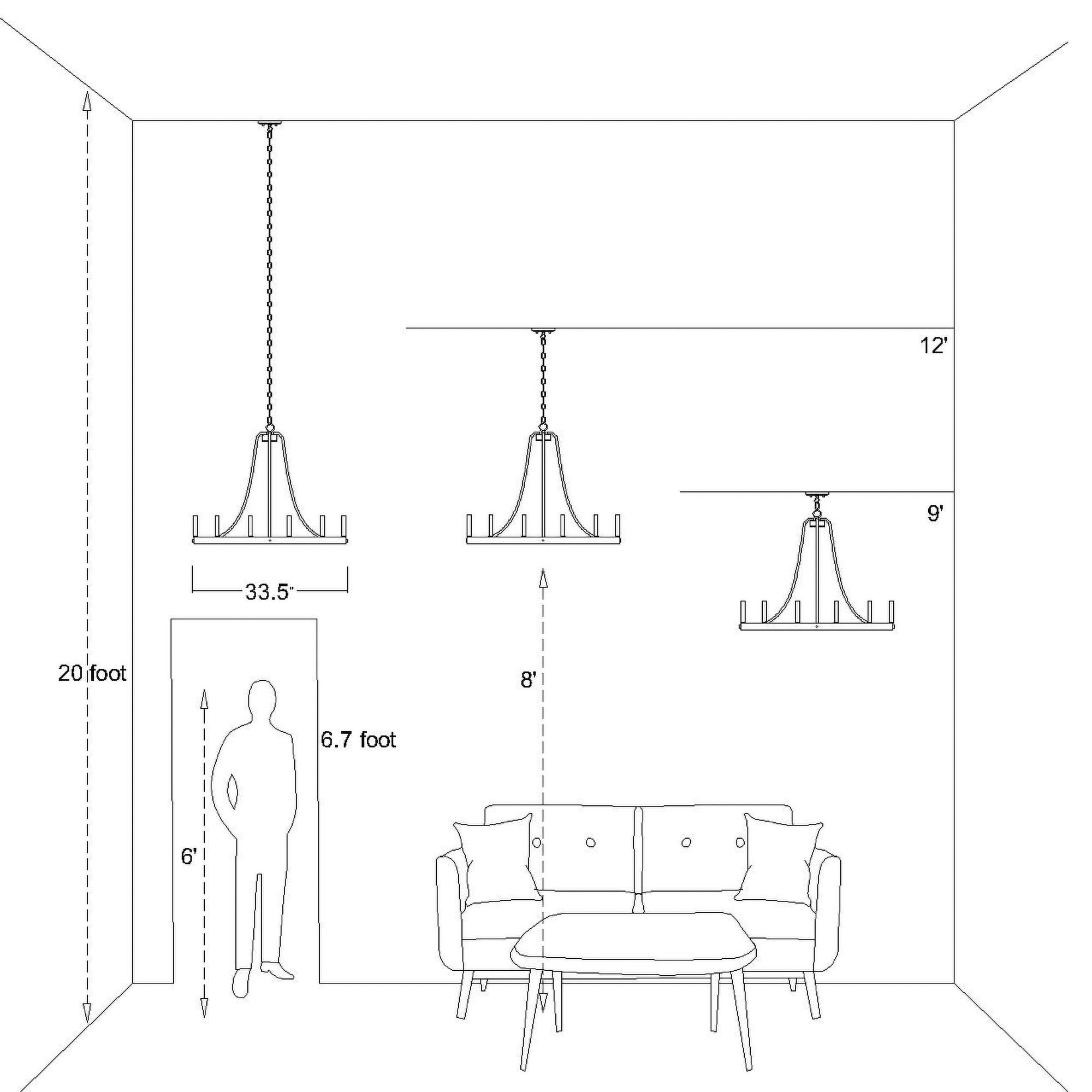 Acroma Monterey 12-light Matte Champagne Farmhouse Led Bare Bulb 