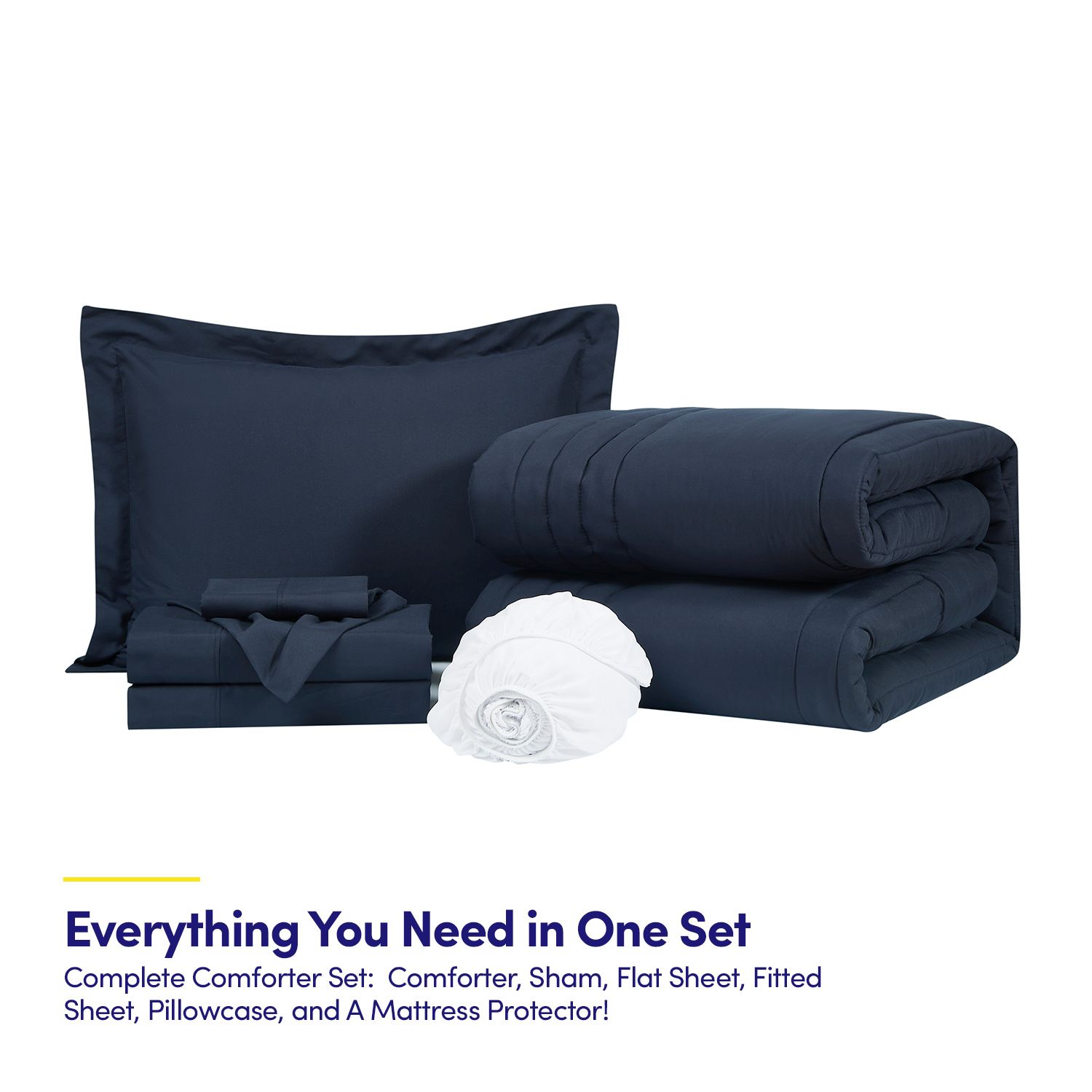 Sweet Home Collection LOW-8STRBIB-TW-NVY bedding - View #2