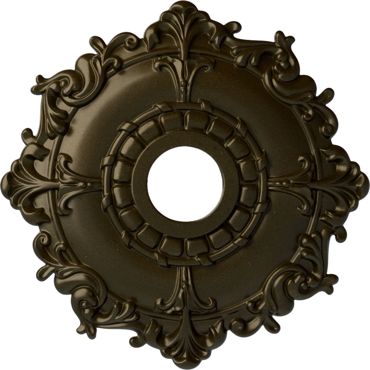Ekena Millwork CM18RLGGS Riley 18-in W x 18-in L Painted Green Gold Polyurethane Whole Ceiling Medallion