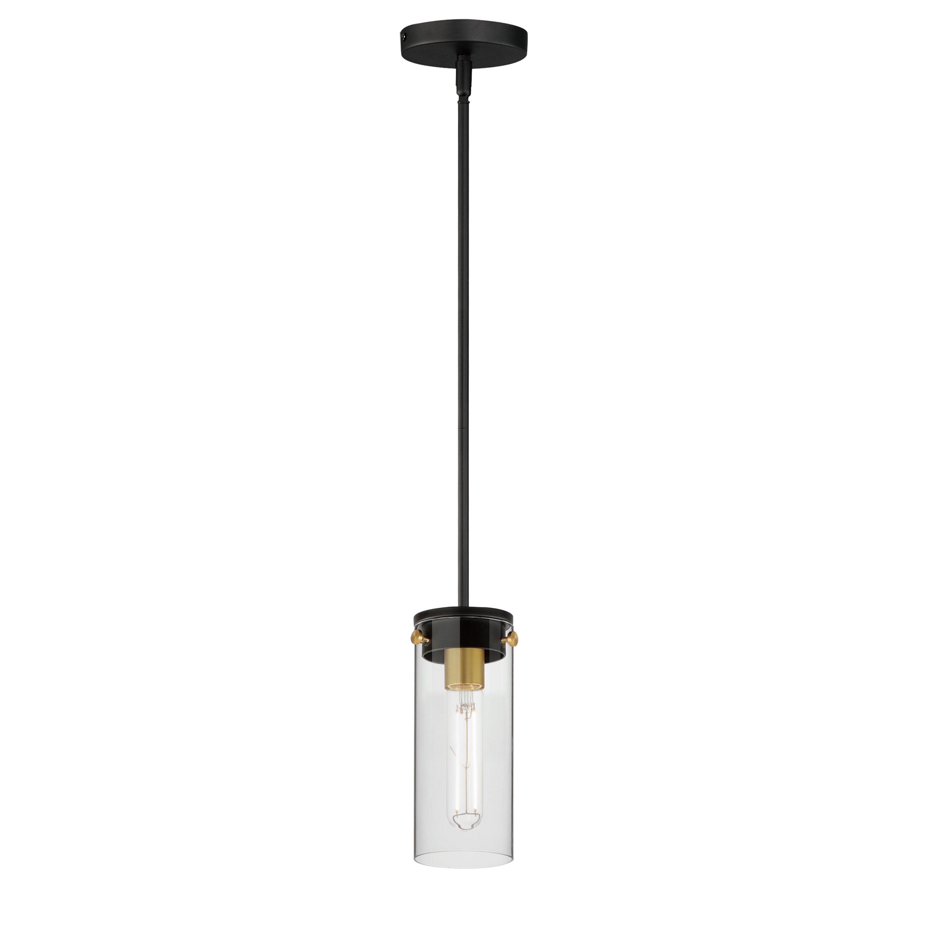 Maxim Lighting 12406CLBKSBR Pinn 1 -Light Black / satin brass Transitional Clear glass Cone Mini Indoor/Outdoor Hanging Pendant light