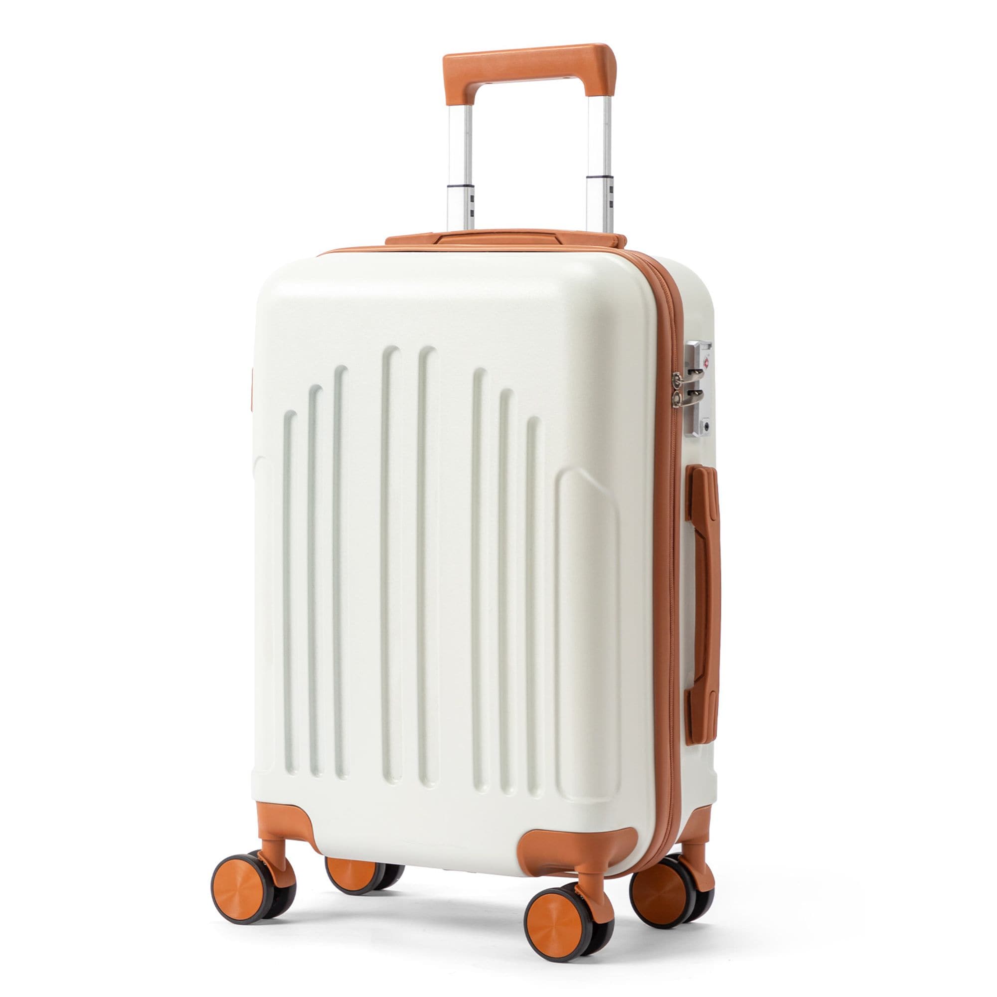 Winado - 20 inches Hardside Carry On Luggage with TSA Lock Curved Vertical Stripes ABS Suitcase ...