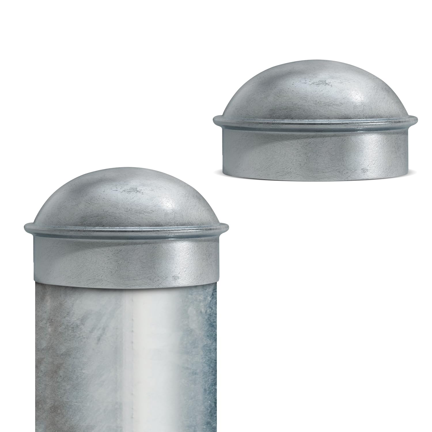 Afoxsos  2 7 8 in Fence Post Caps Galvanized Steel Chain Link Post Caps for 2 7 8 in OD Pipe Chain Link Fence Parts 2 PCS