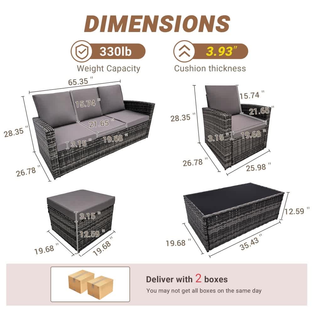 Coolbibila MRIX-PATIO-GRAY Patio-Conversation-Sets - View #3