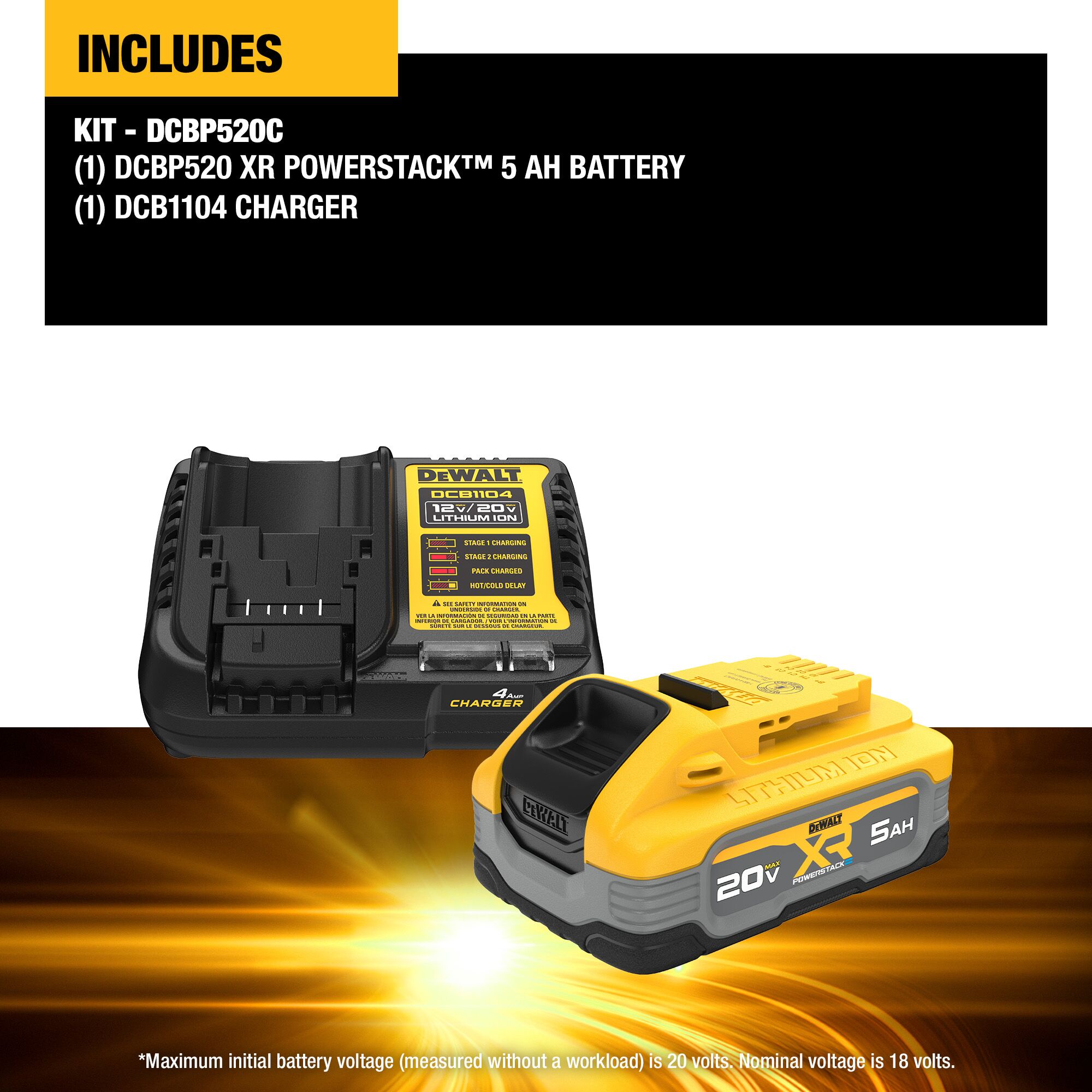 DEWALT XR POWERSTACK 20-V Lithium-ion Battery and Charger (5 Ah) DCBP520C Sansujyuku sansujyuku.com