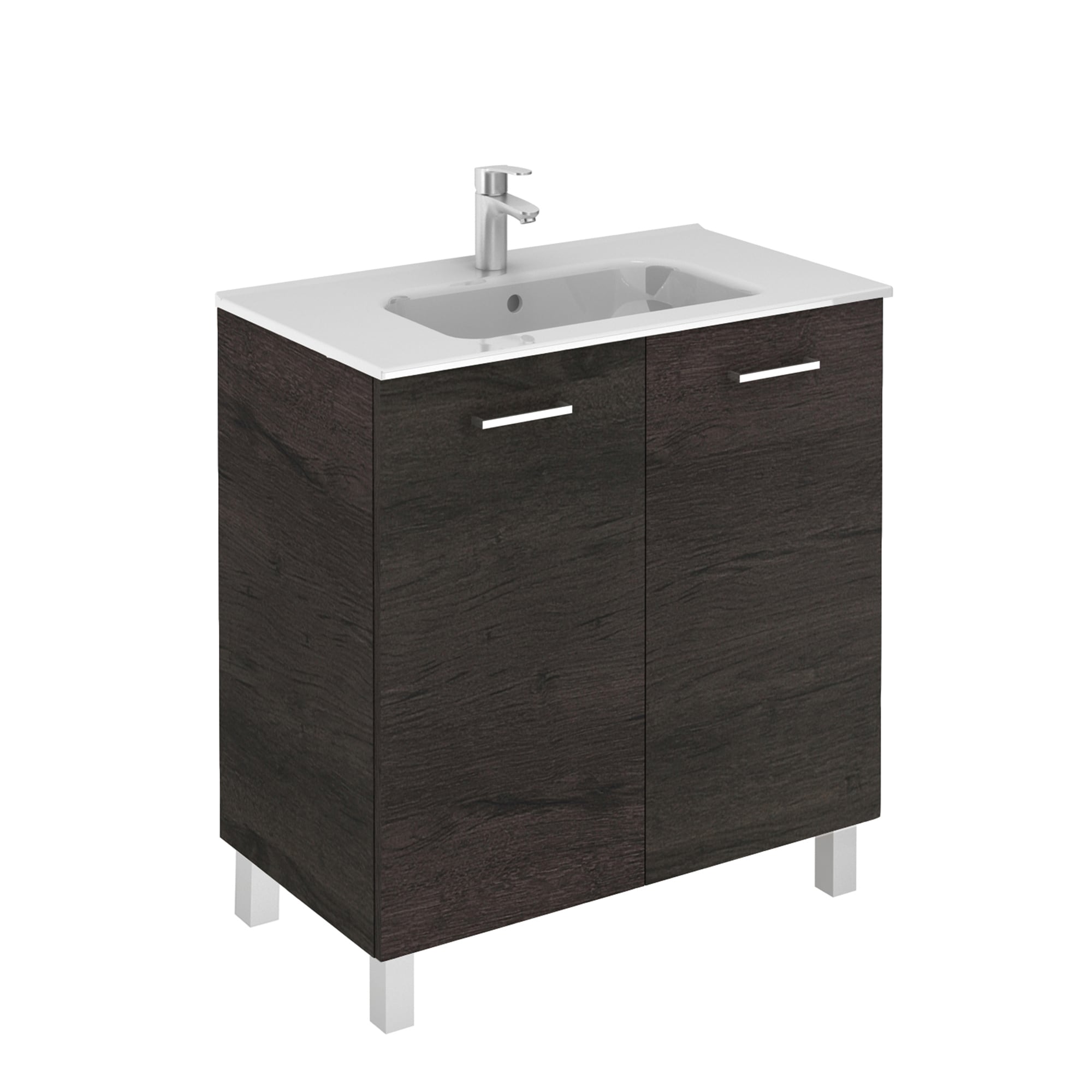 WS Bath Collections LOGIC 80 WE Logic Vanities 32-in Wenge Single Sink Bathroom Vanity with Ceramic White Ceramic Top