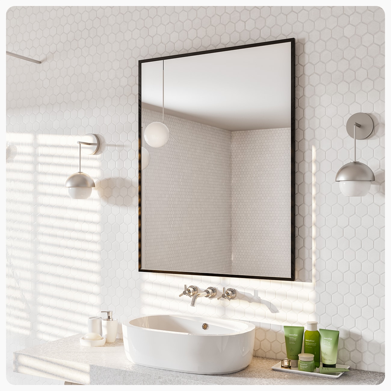 Eviva EVMR-24X30-BLK Black 24-in W x 30-in H Rectangle Black Framed Wall Mirror