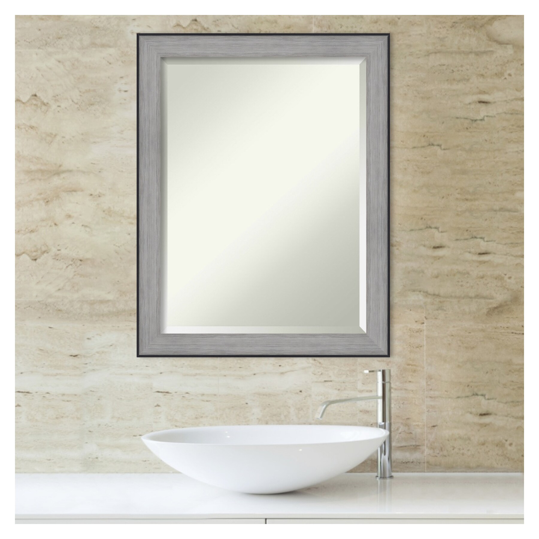 Amanti Art Outline Grey Frame 21.5-in x 27.5-in Matte Grey Bathroom ...