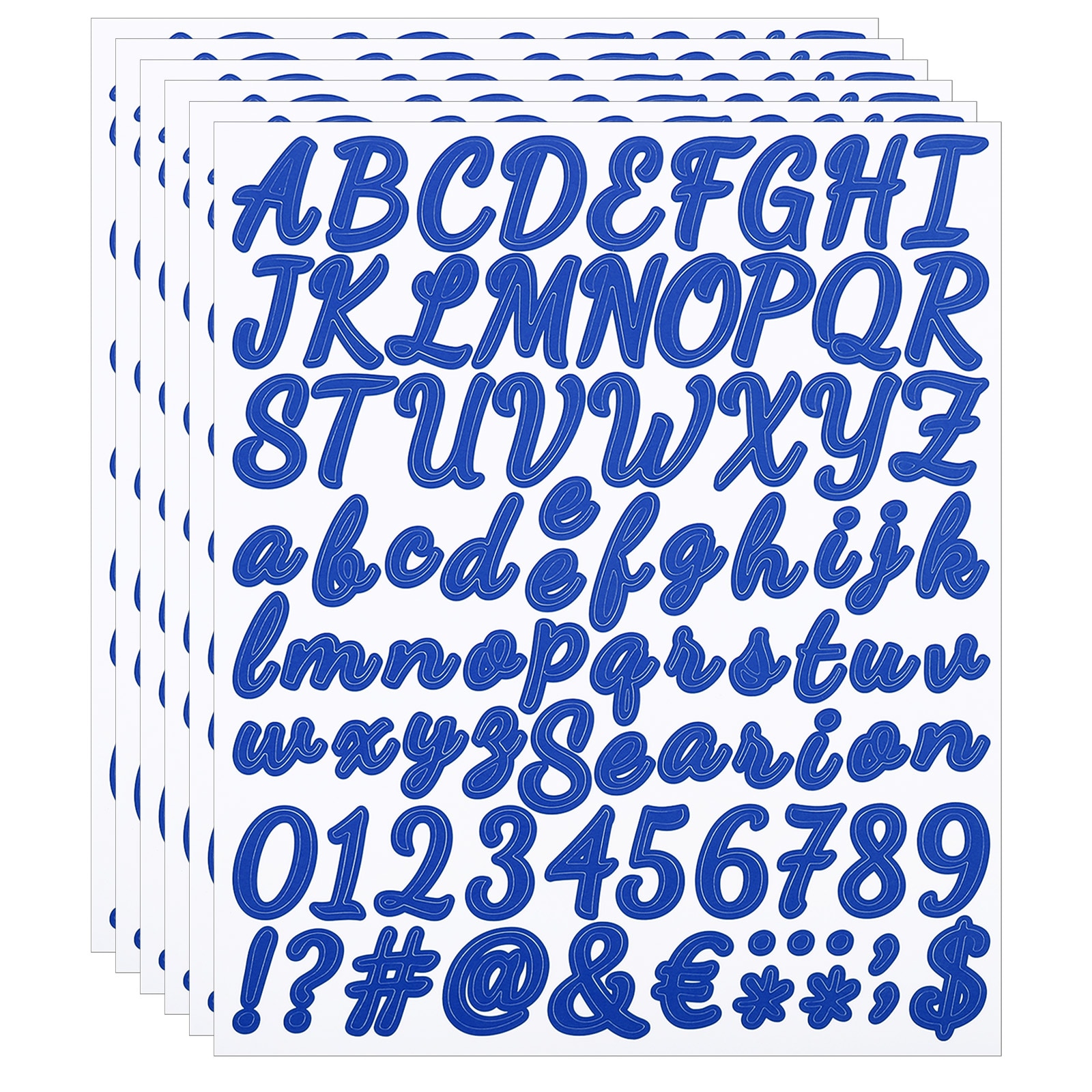 PATIKIL Alphabet Letters Numbers Stickers 6 Sheets Self Adhesive Vinyl DIY Cursive Capital Decal Label for Mailbox Office Window Gift Box Scrapbook Decor Dark Blue
