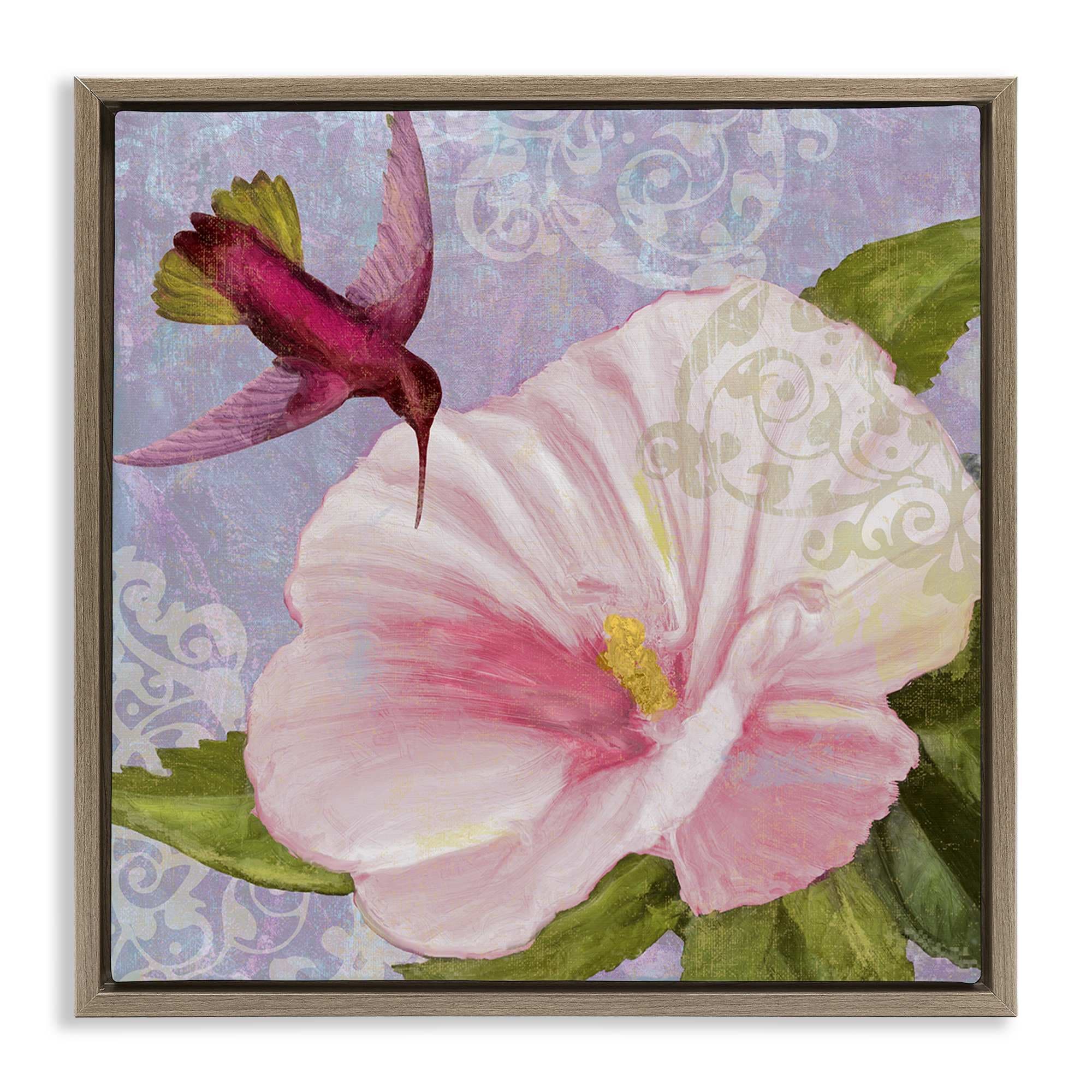 Stupell Industries BS-997-FFE-17X17 Hummingbird with White Flower Floating Frame design by Sasha
