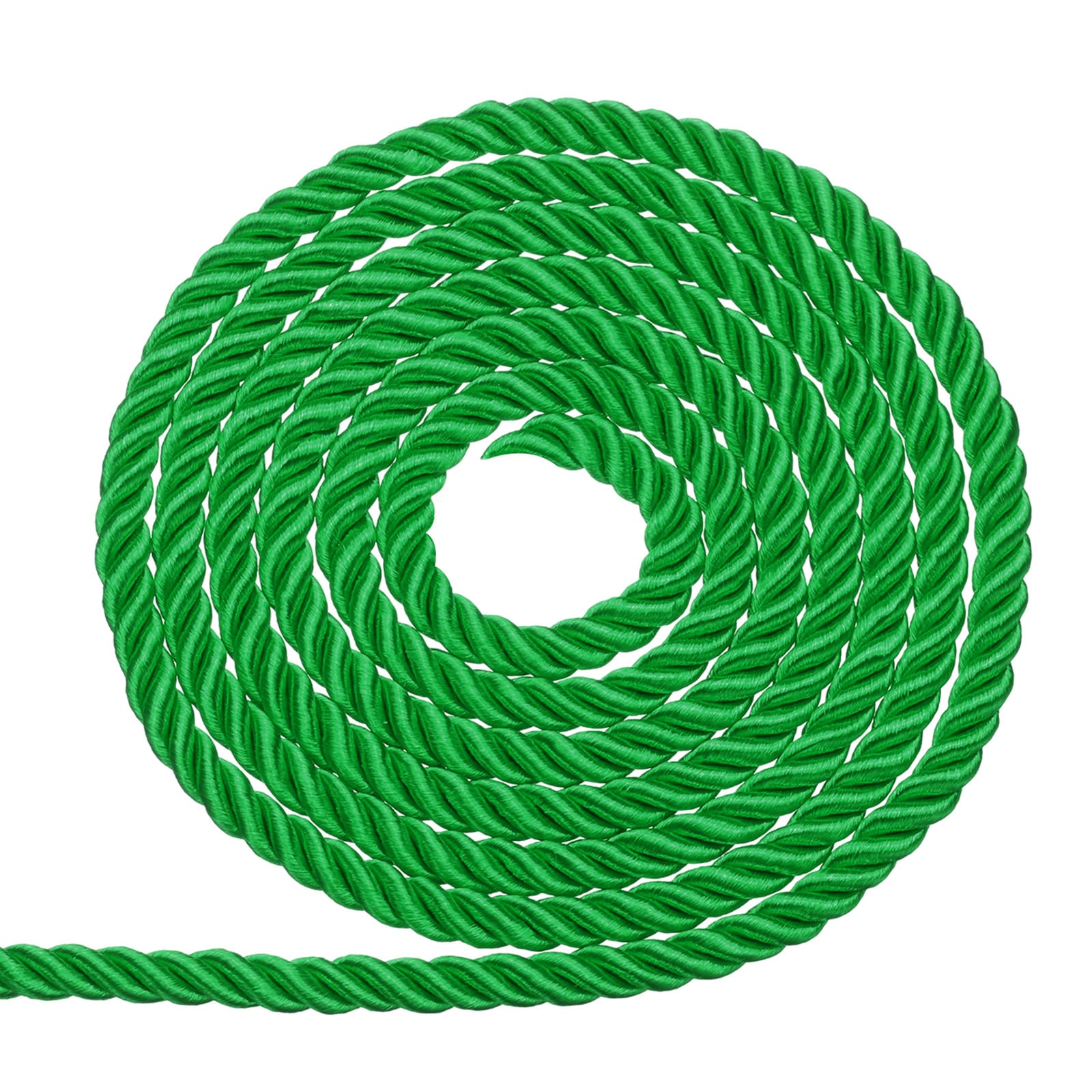 Unique Bargains Twisted Cord Trim 5mm/11 Yard Trim Cord Rope 3-Ply Polyester Silk Twine Braided Rope for Home Decor Graduation Green #S26050900UX3559