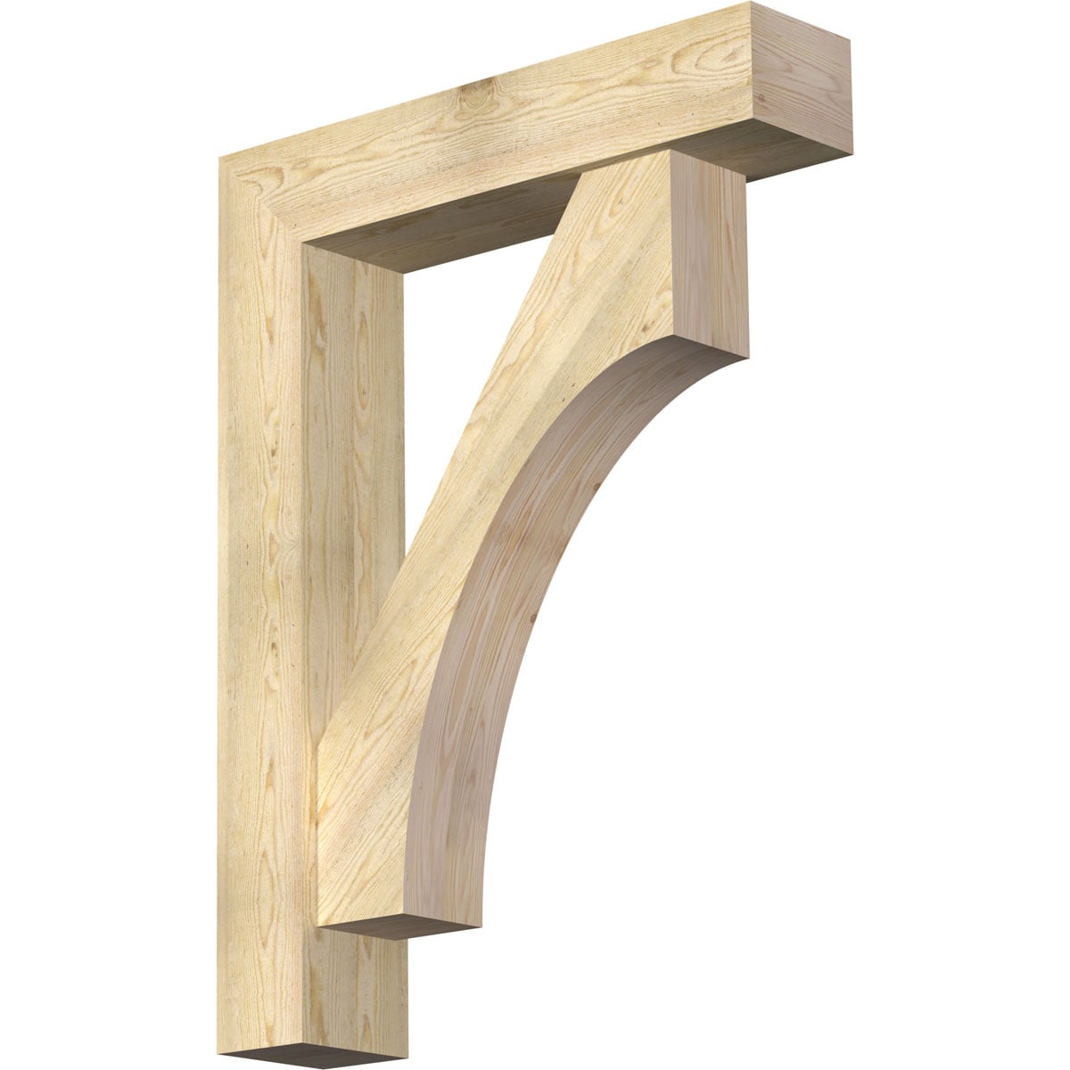 Ekena Millwork 1464598 Westlake Block Rough Sawn Bracket with Offset Brace 8-in x 36-in x 48-in Douglas fir Brown Wood Standard bracket