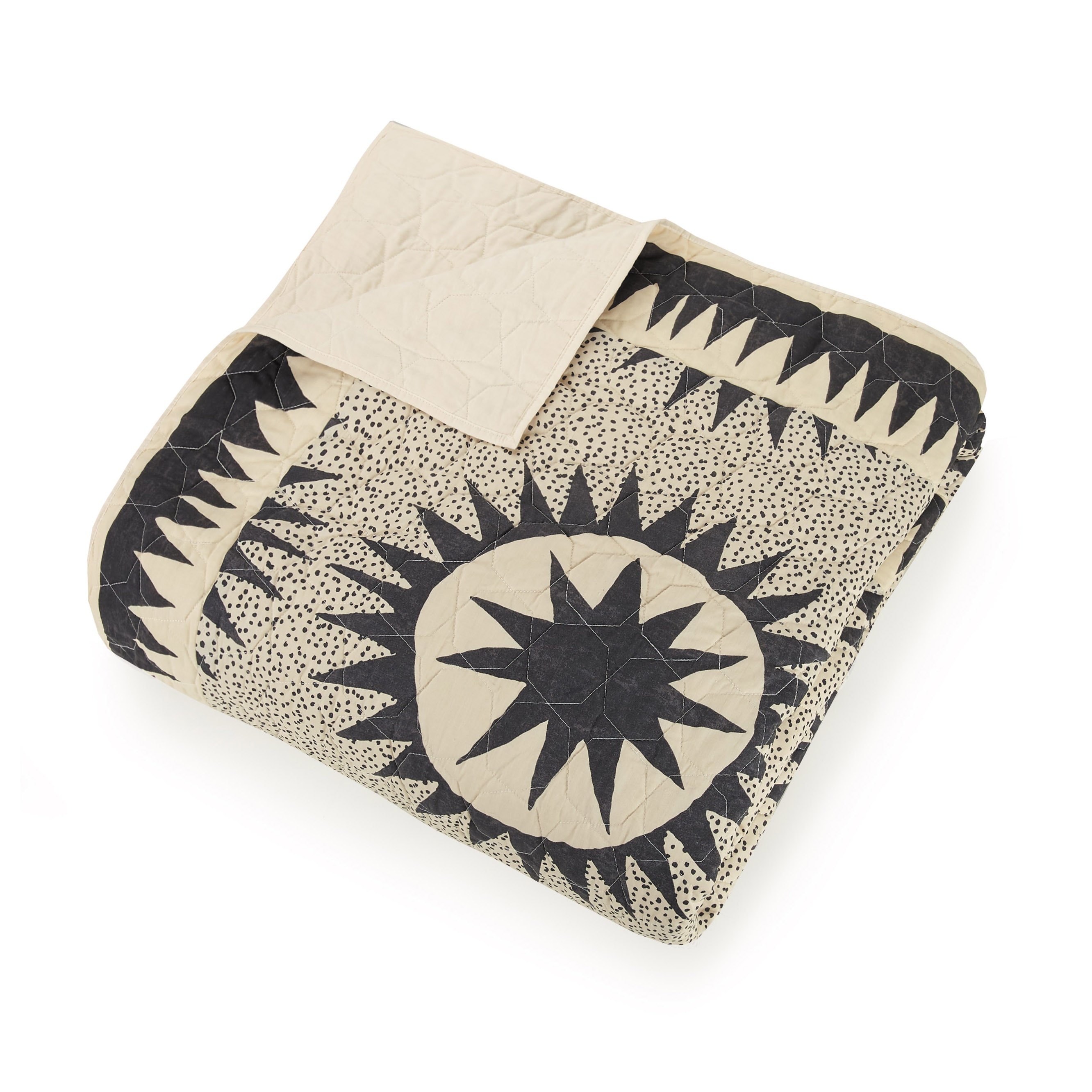 King Black Cotton Reversible Quilt Set