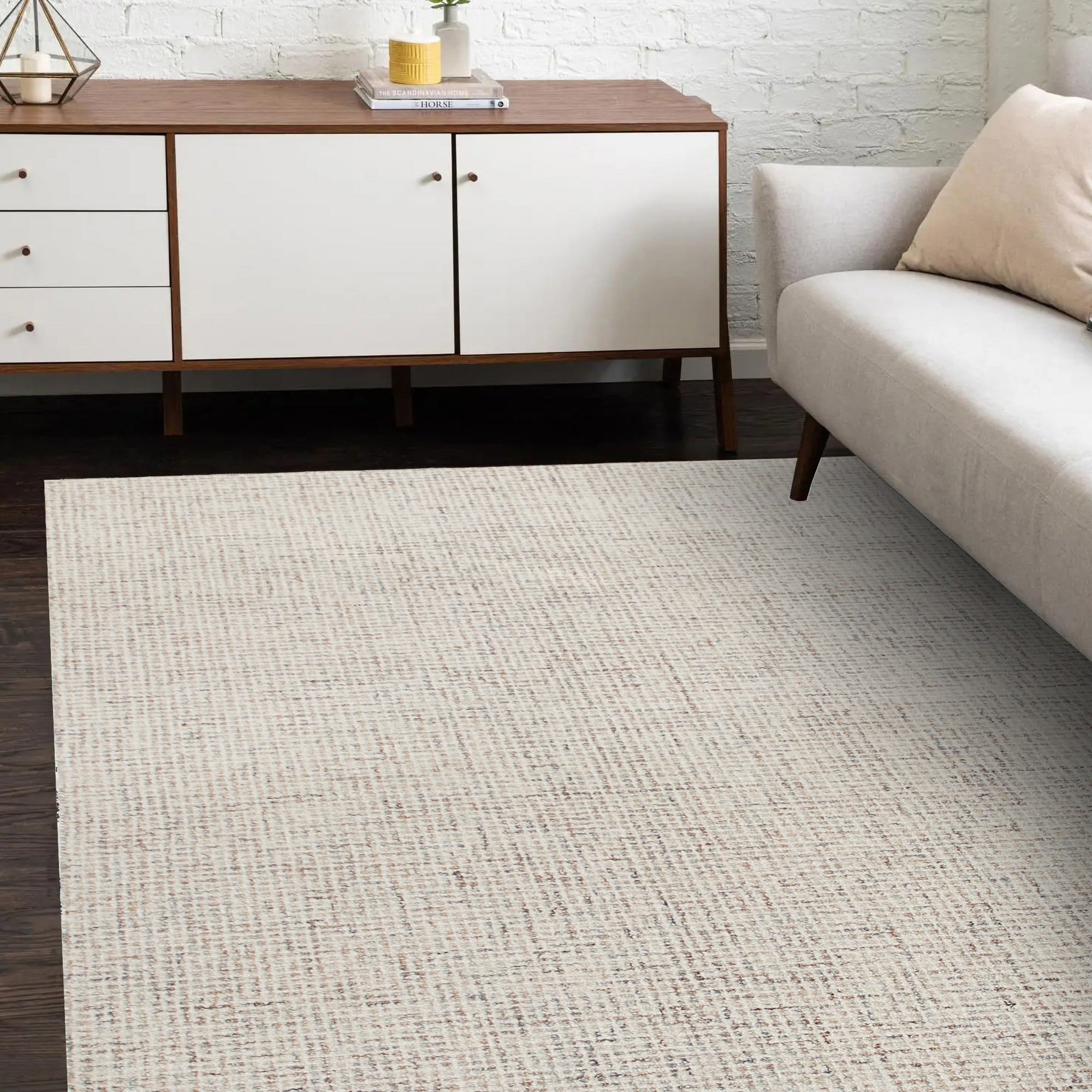 LR Home 0443A0590304J8 5 x 7 (ft) Tufted Wool Rust/Beige Rectangular Indoor/Outdoor Geometric Farmhouse/Cottage Area rug