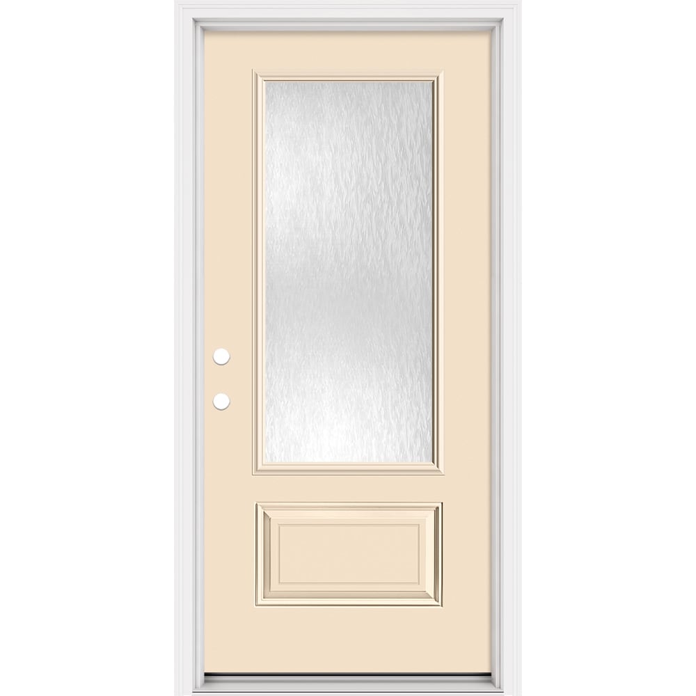 Masonite 321331 Steel Doors Series 36-in x 80-in x Steel No glass Right-hand inswing Bisque Painted Prehung Front Door with Brickmould Insulating core