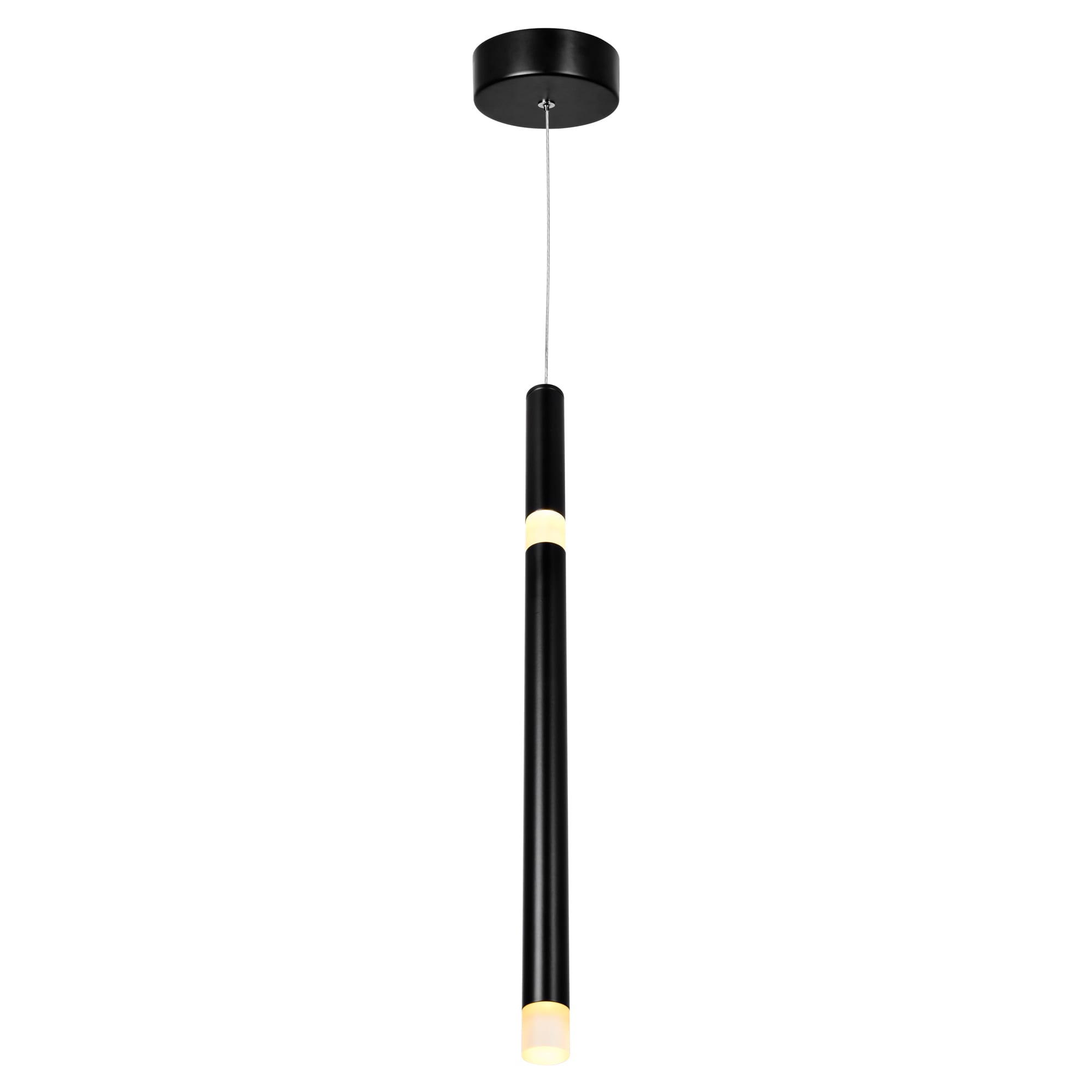 Sleek Black Metal LED Pendant Light - Contemporary 17" Design