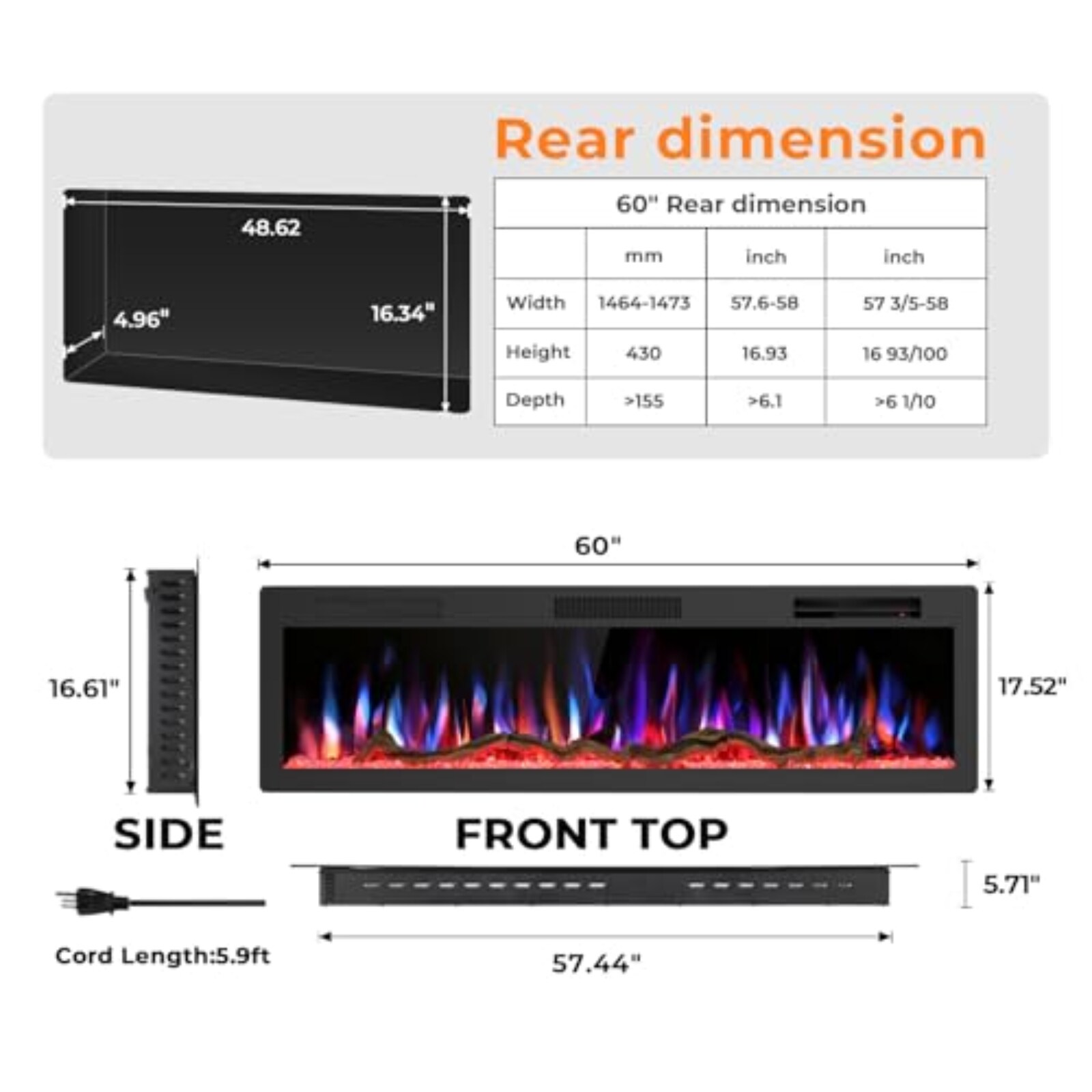 COWSAR LS00606HEF0 Electric-Fireplaces - View #6