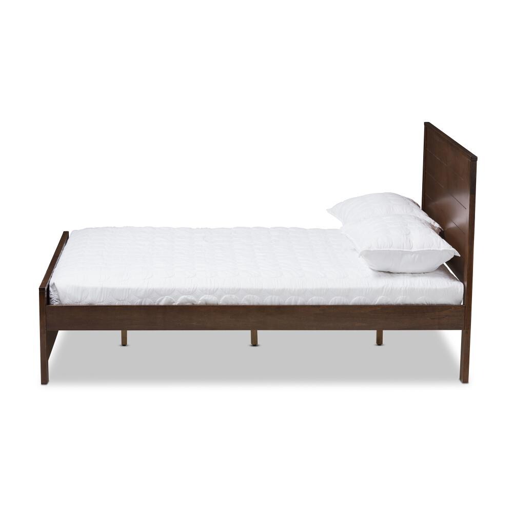 Baxton Studio Catalina Walnut Full Wood Platform Bed in the Beds