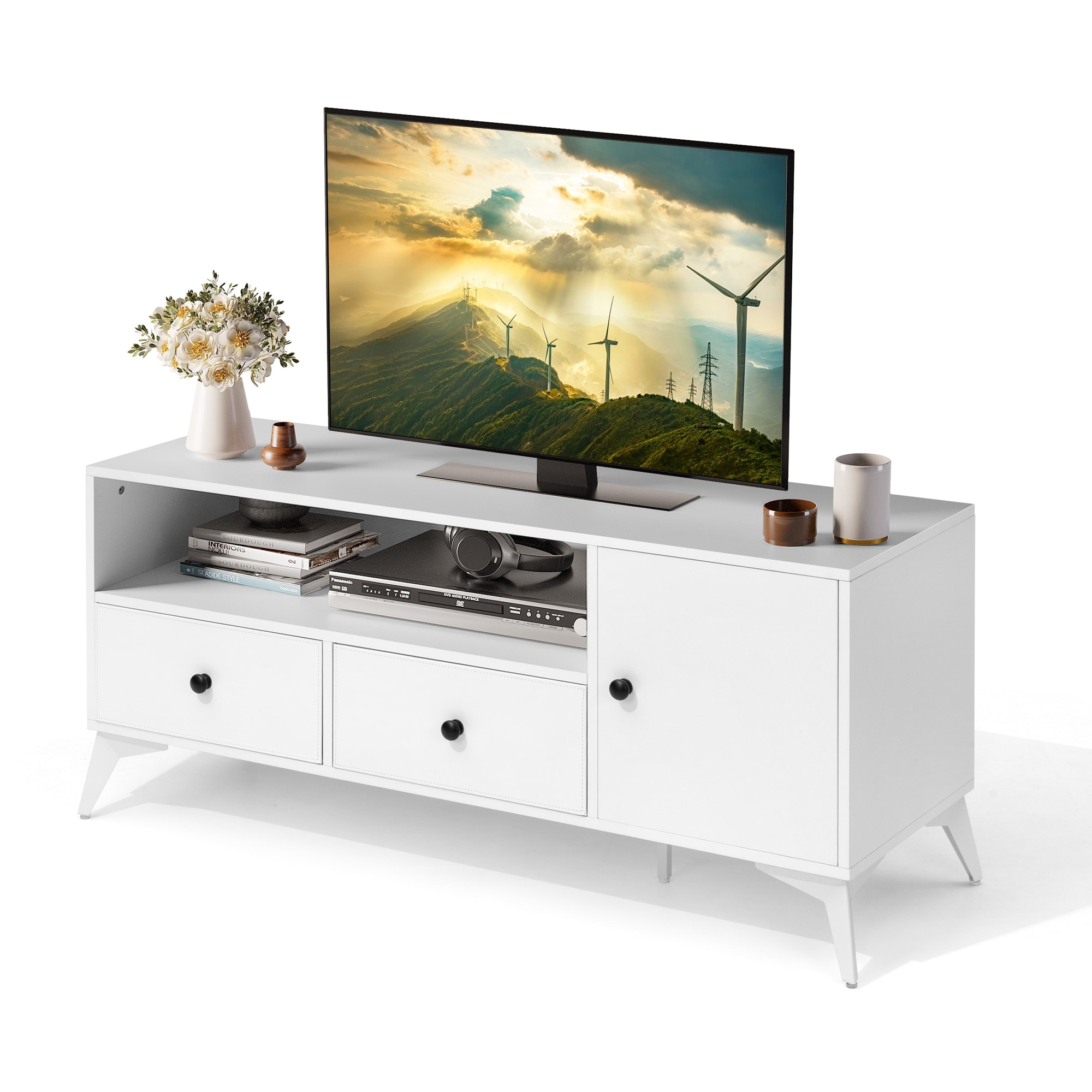 Crestlive Products CL-TV007WHT Modern/Contemporary White TV stand ( Accommodates TVs up to 65-in )