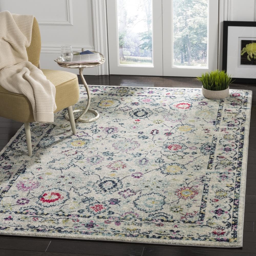 Light Grey and Fuchsia 8' x 10' Hand-knotted Synthetic Rug