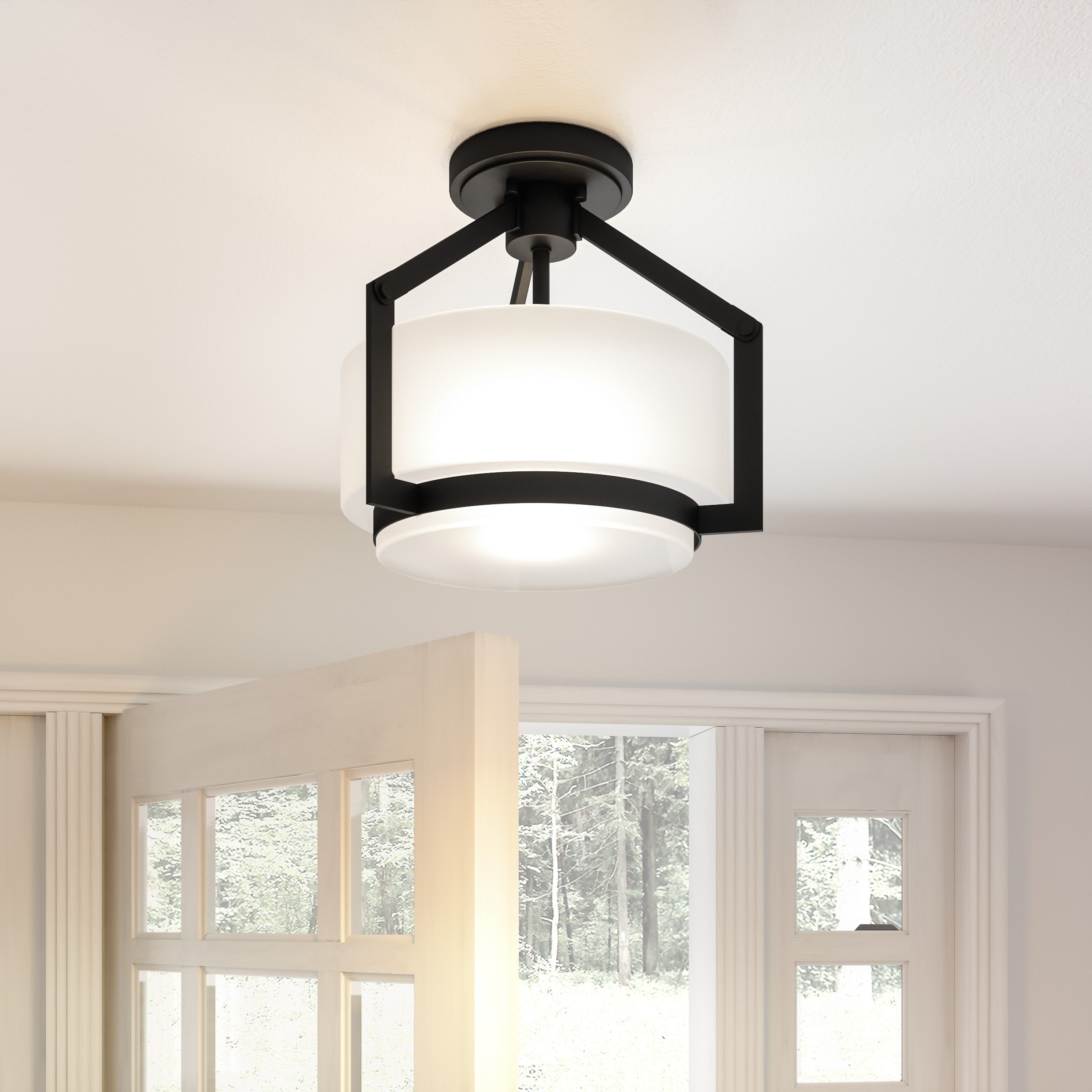 Quoizel QSF5598MBK Collinham 2-Light 14.25-in Matte Black Semi mount light