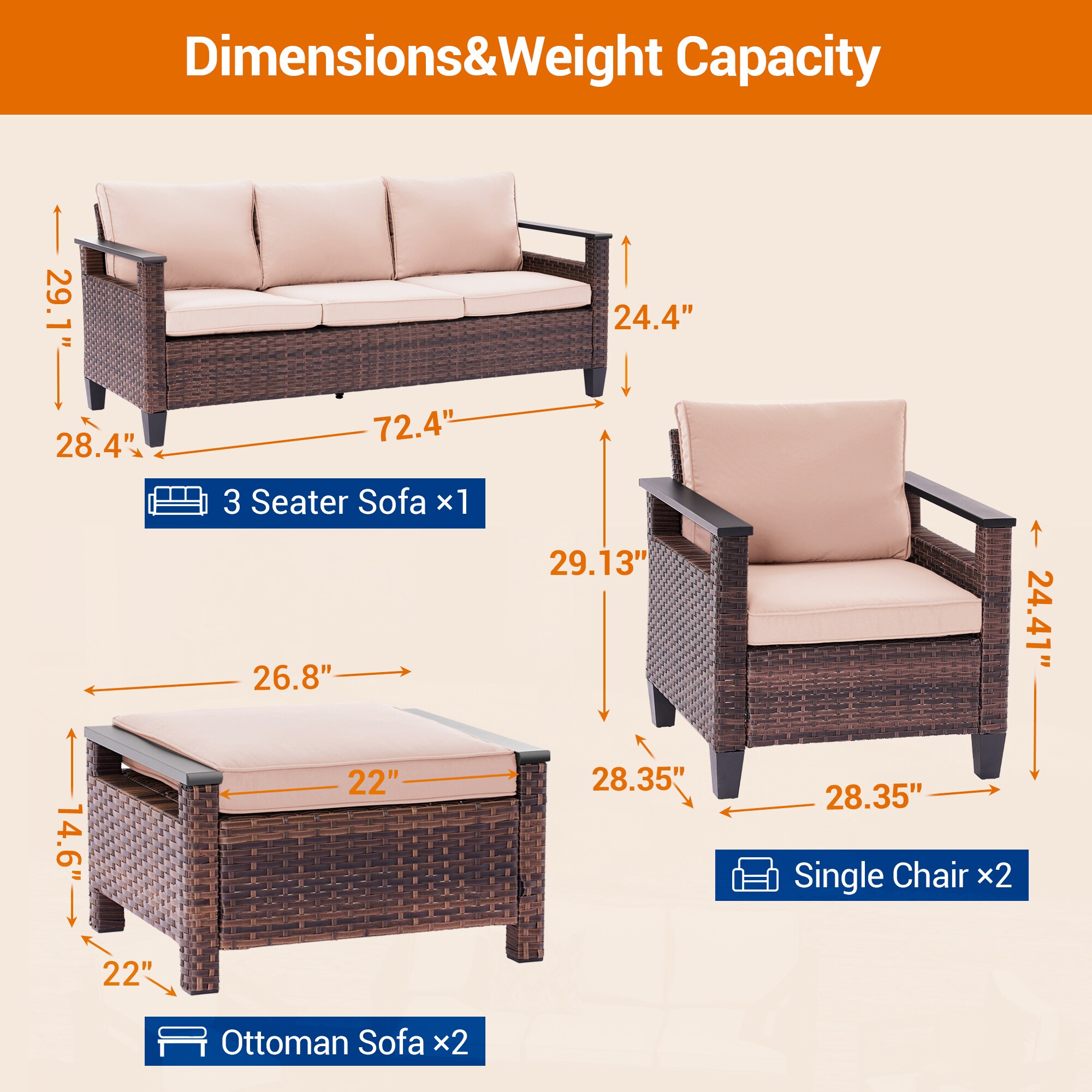 ACEGOSES LW-PS-126BSD Patio-Conversation-Sets - View #2