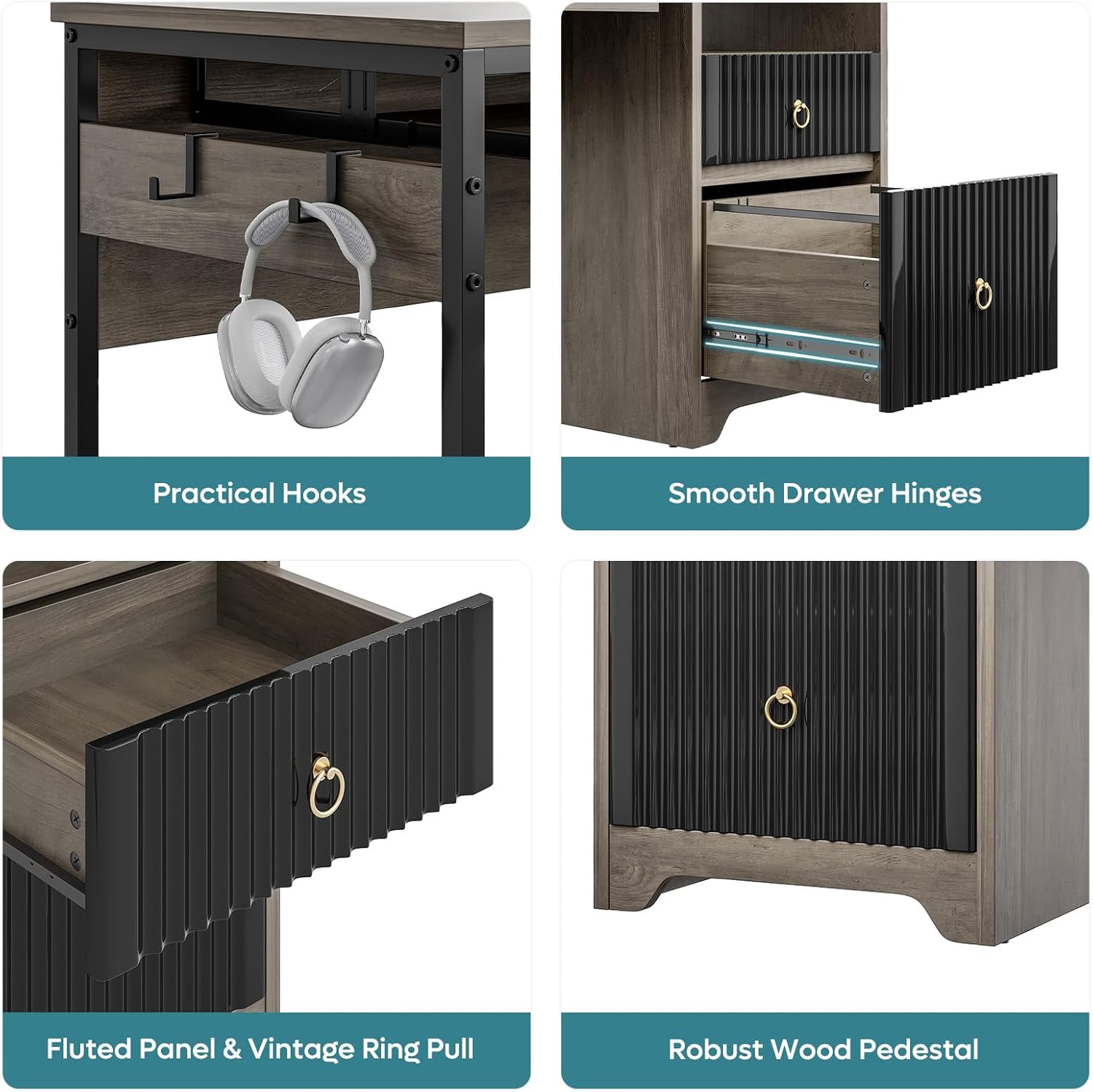 Bestier LOW-H104614P-GRYW desks - View #3